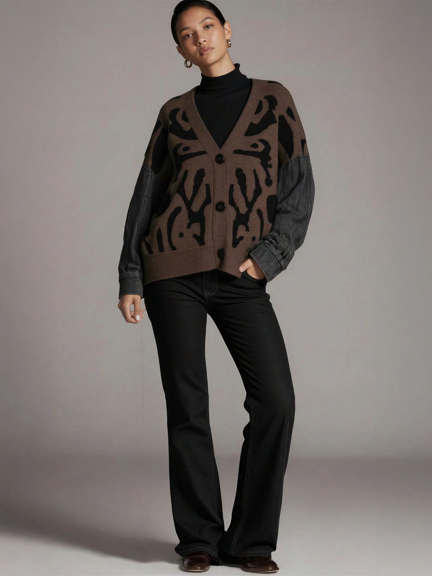 Animal Print Oversized Cardigan Jacket - Image 4