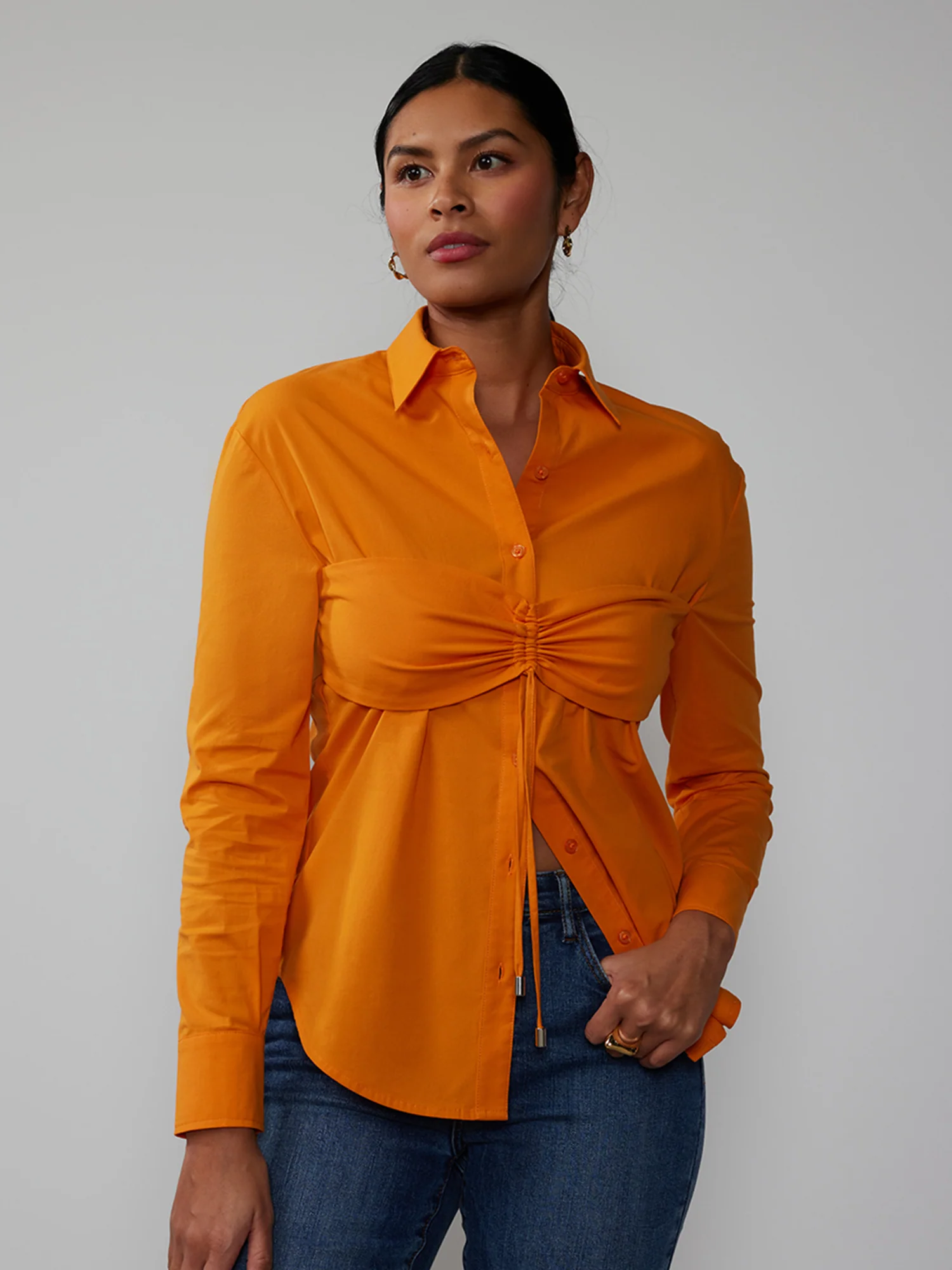 Cinched Bust Button Front Shirt - Image 11