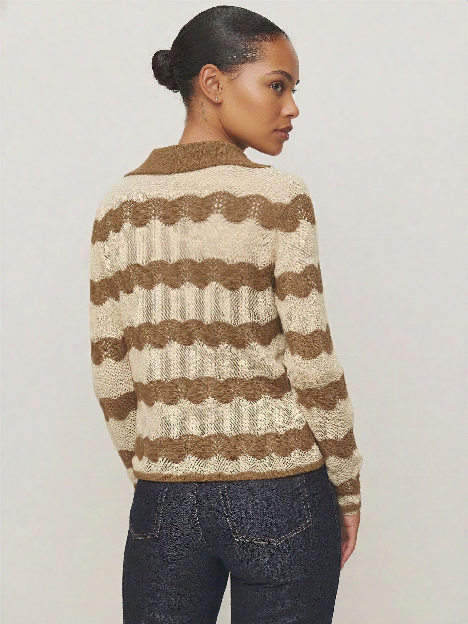Collared Crochet Stripe Sweater - Image 6