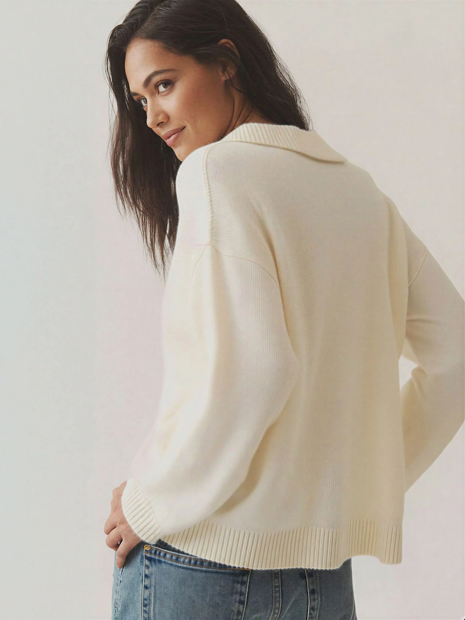 Collared Lace Up Neck Sweater - Image 10