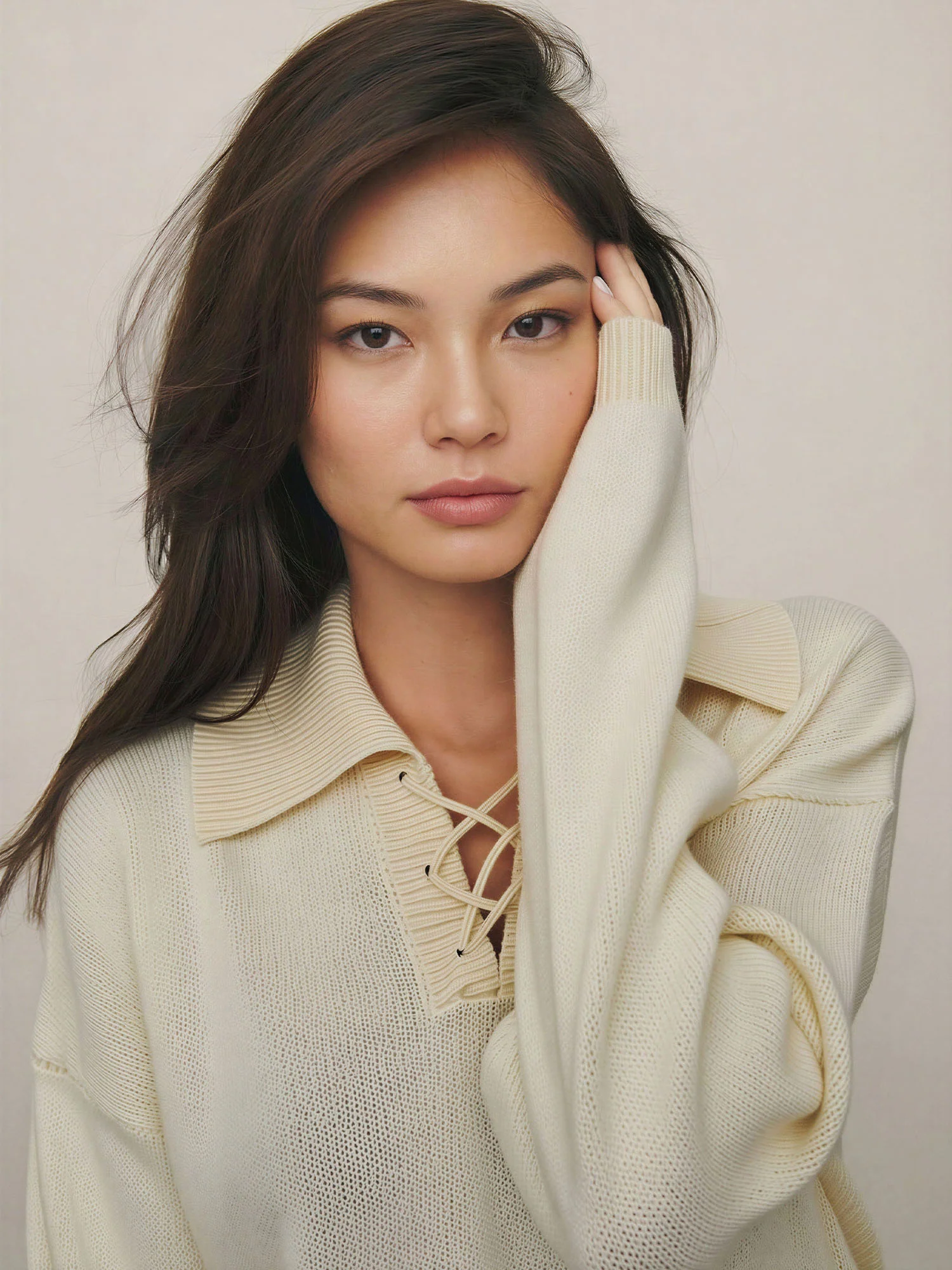 Collared Lace Up Neck Sweater - Image 6