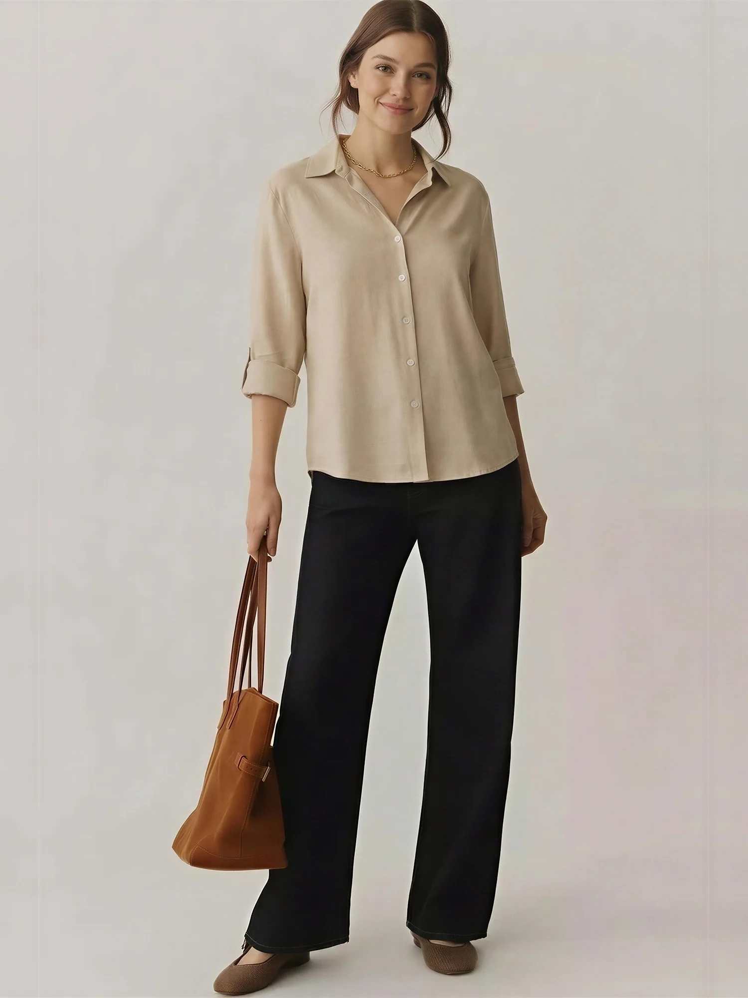 Long Sleeves Collared Linen Blend Rolled Sleeve Button Down Shirt - Image 7