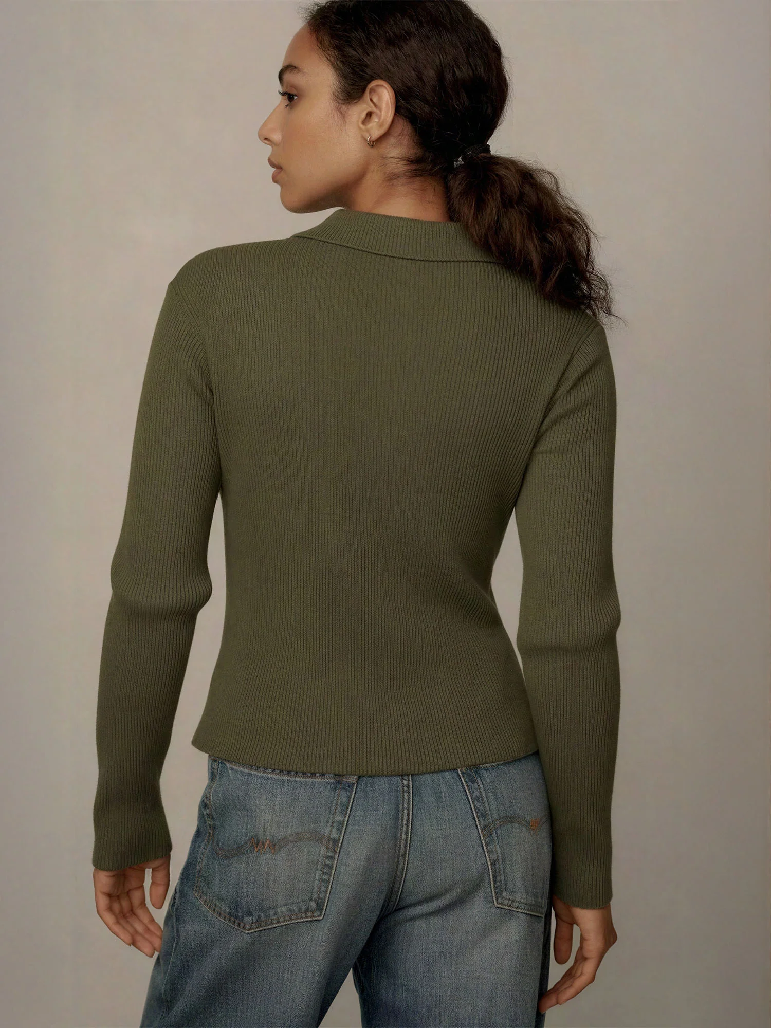 Collared Rib Button Front Sweater - Image 8