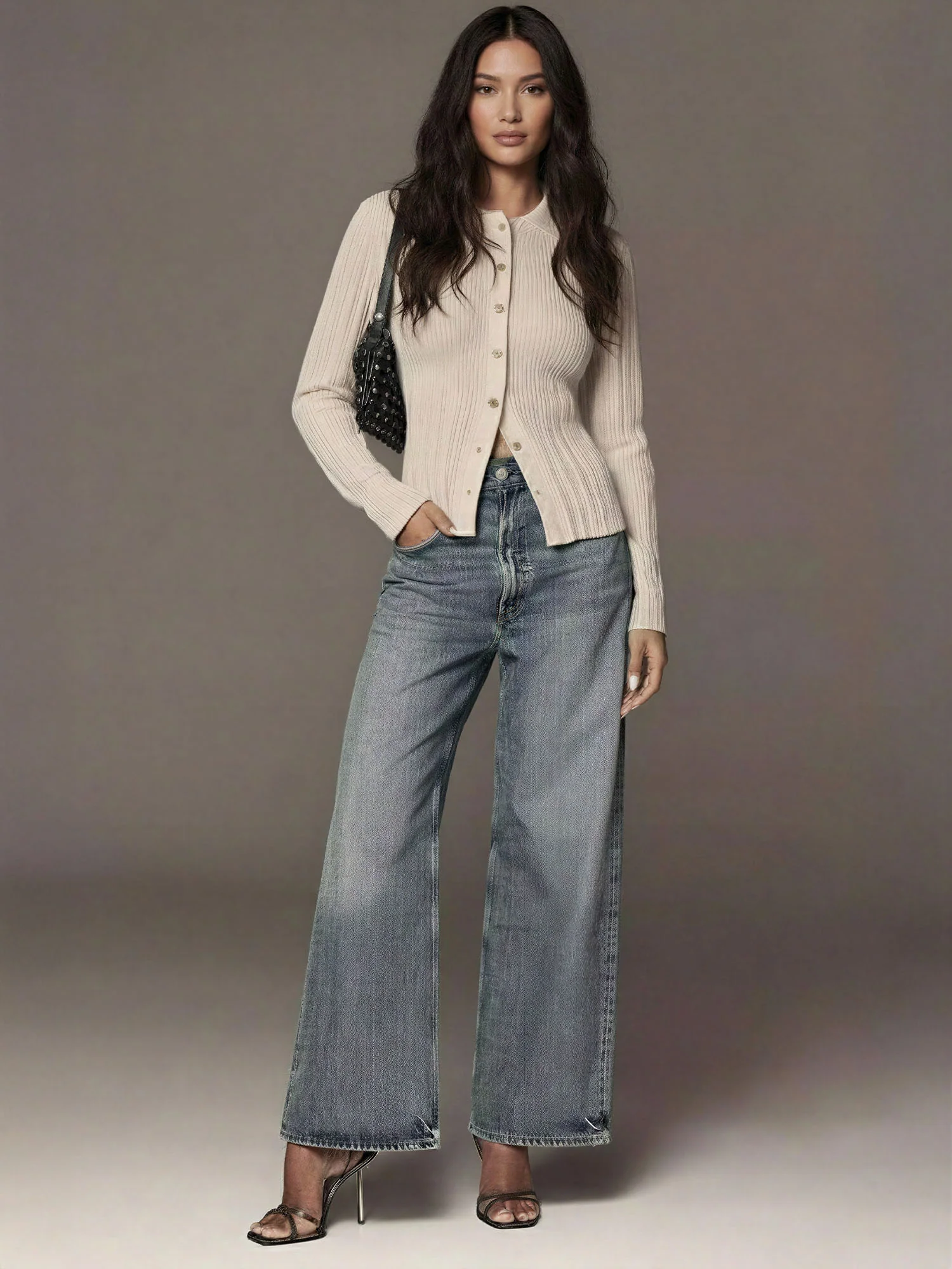 Collared Ribbed Button Down Sweater - Image 14