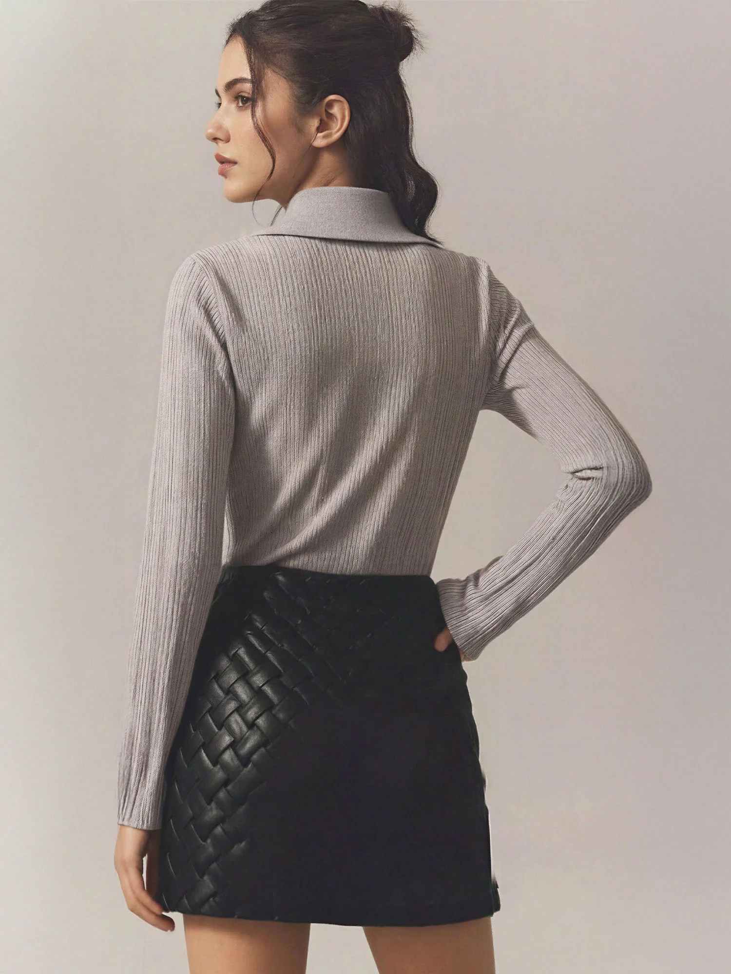 Collared Ribbed Button Down Sweater - Image 18