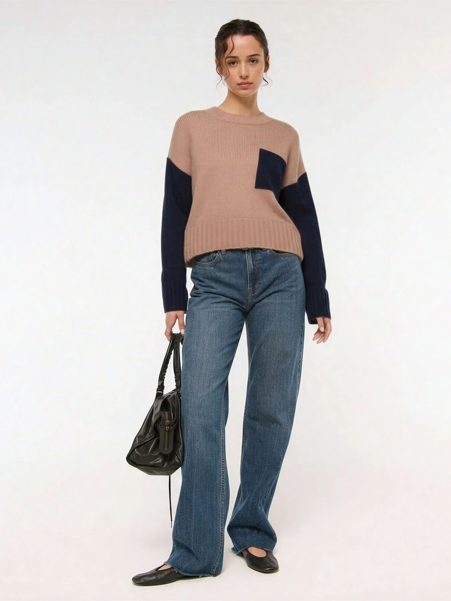 Crew Neck Contrast Pocket Sweater - Image 2