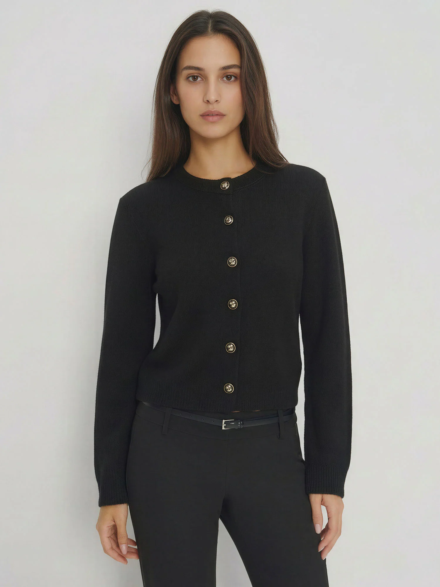 Crew Neck Front Cardigan - Image 2