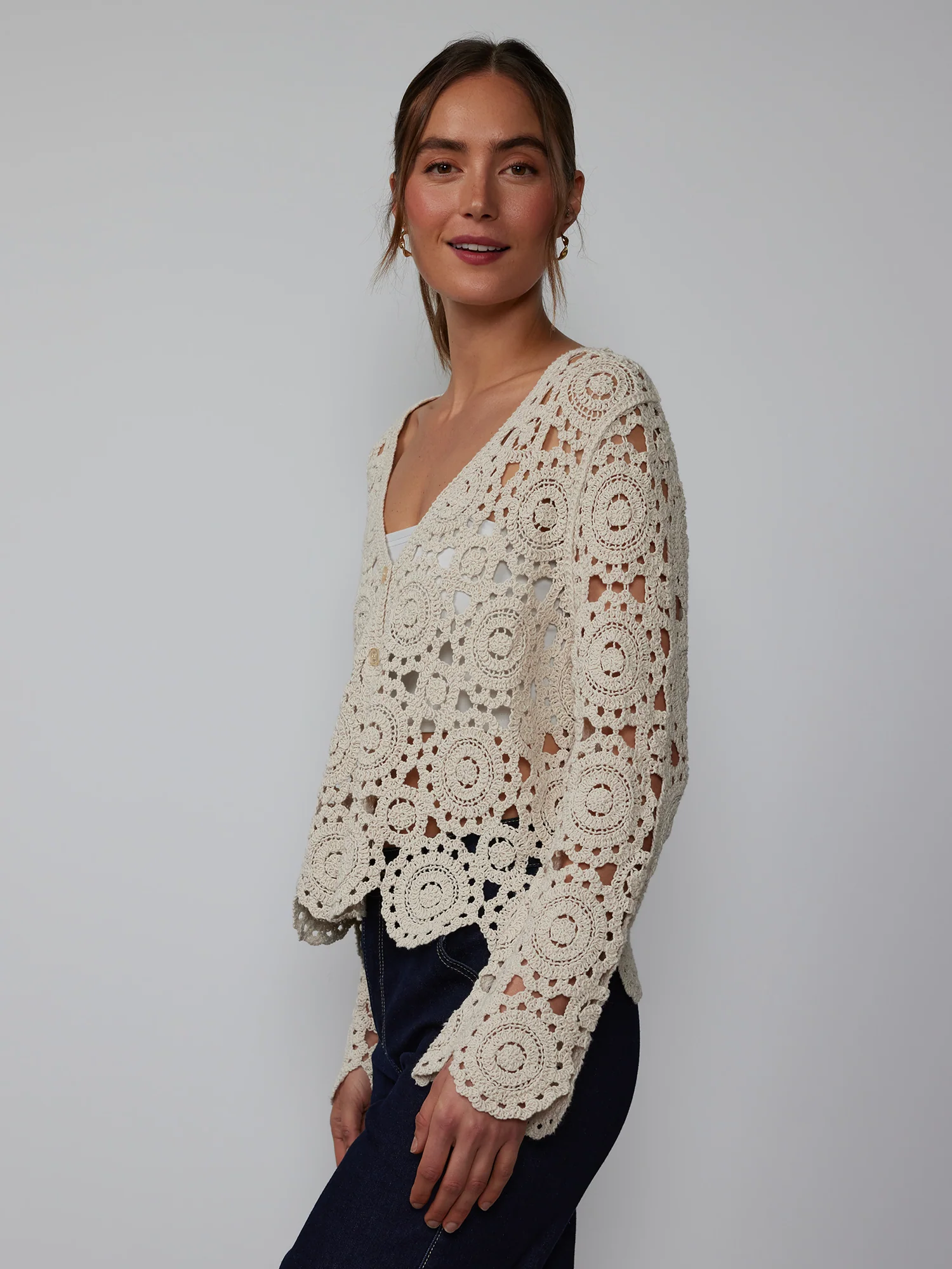 Long Sleeve Crochet Cardigan - Image 2