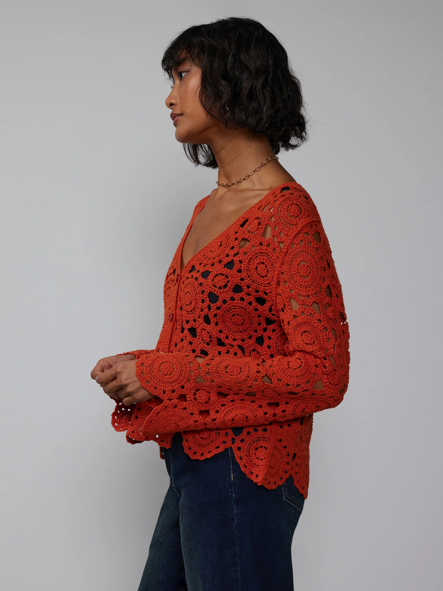 Long Sleeve Crochet Cardigan - Image 7