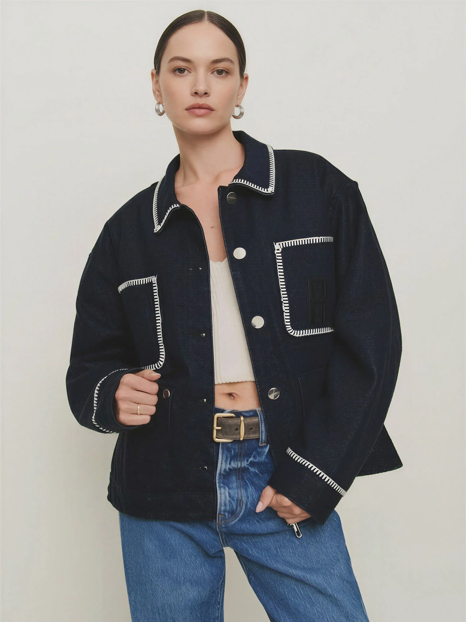 Denim Blanket Stitch Jacket