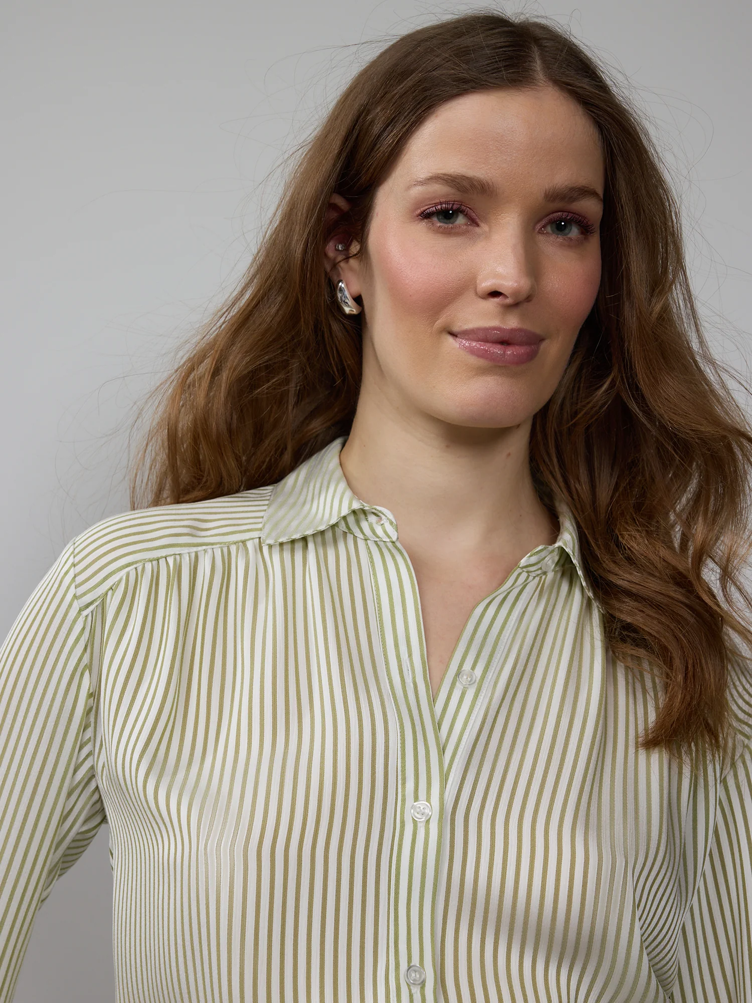 Drapey Stripe Button Down Shirt - Image 4