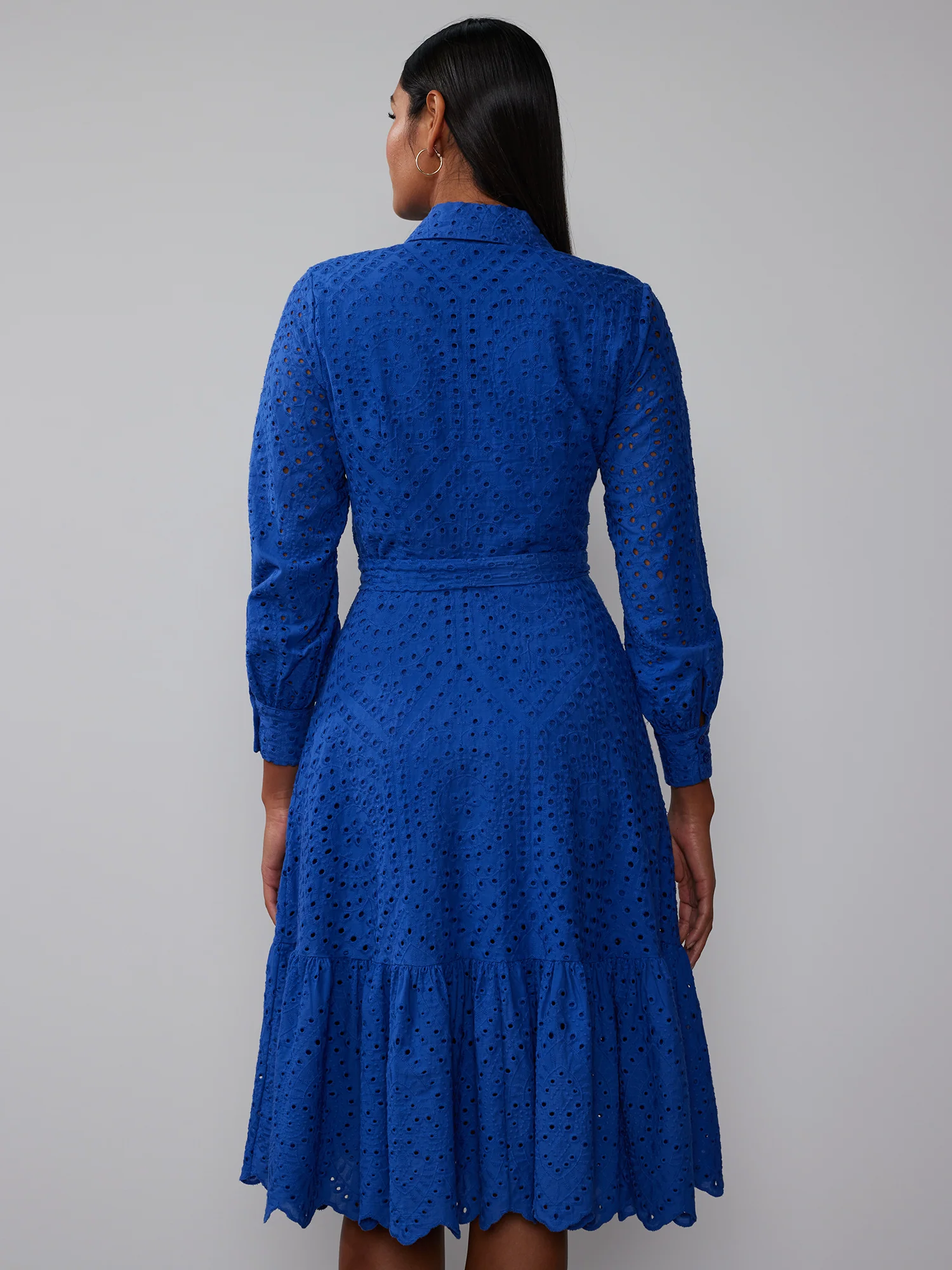 Eyelet Tiered Belted Maxi Dress - Image 3