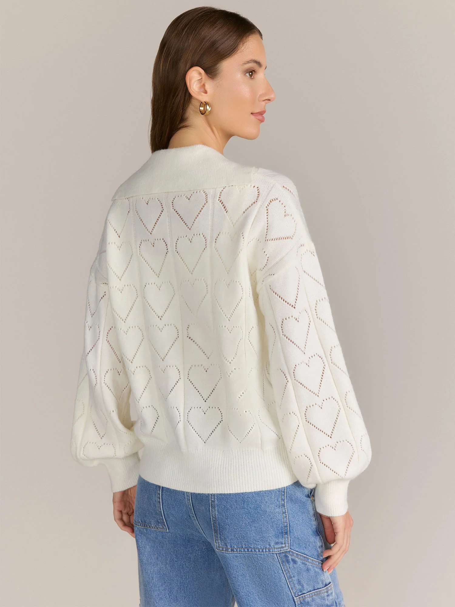 Gilli Bishop Sleeve Heart Pointelle Pullover - Brands We Love - Image 3