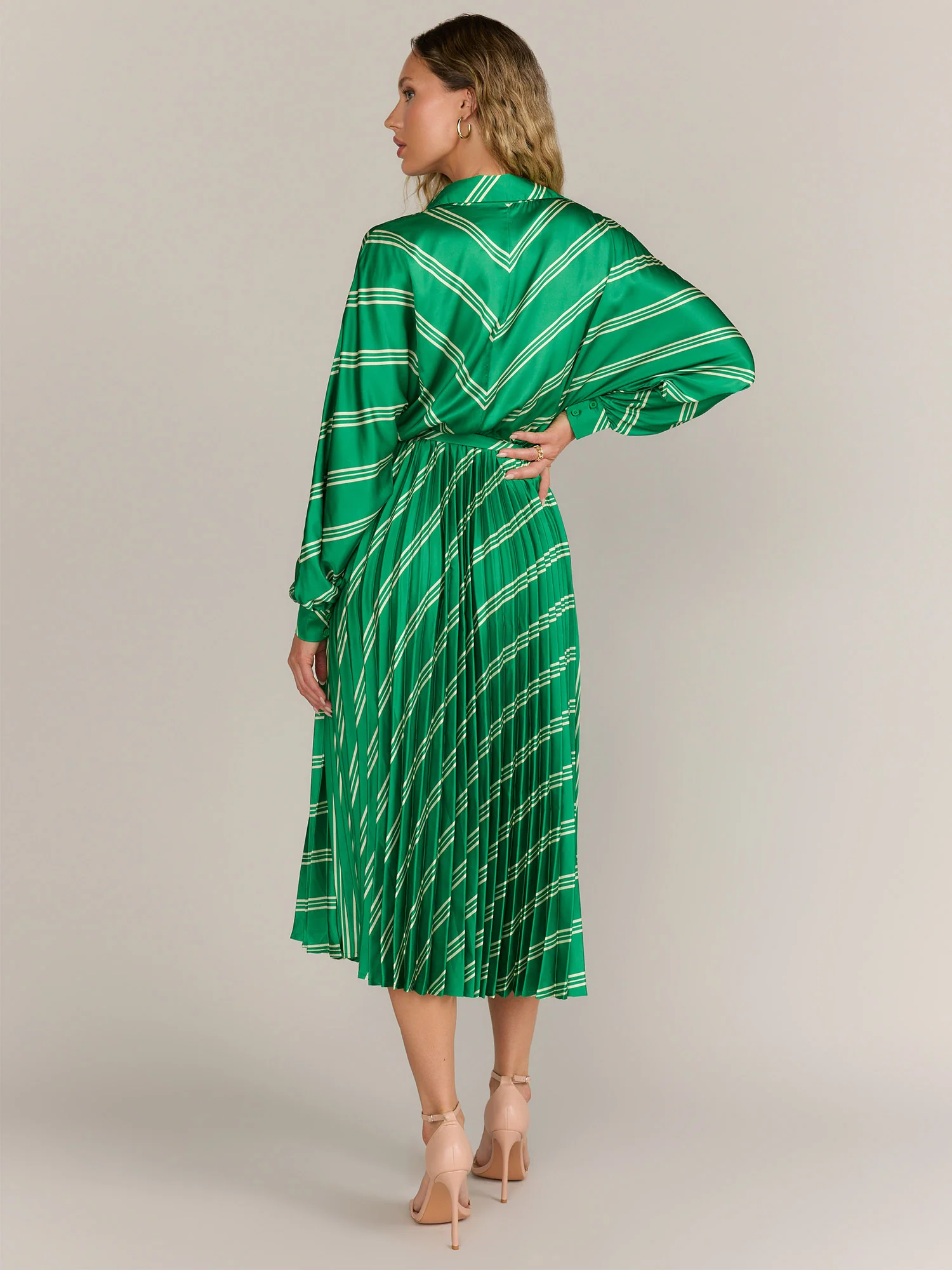Flying Tomato Long Sleeve Striped Pleated Dress - Brands We Love - Image 4