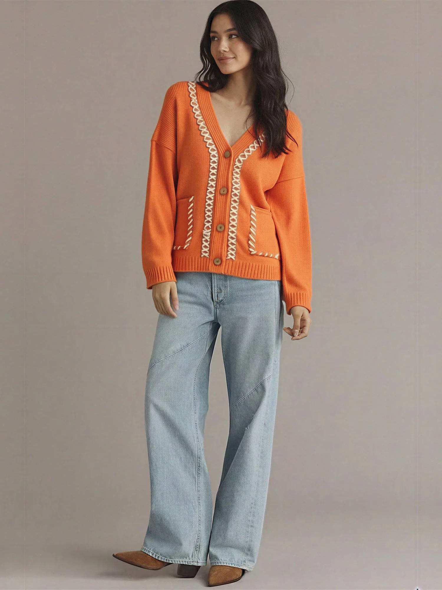 Oversized Stitch Detail Cardigan - Image 2