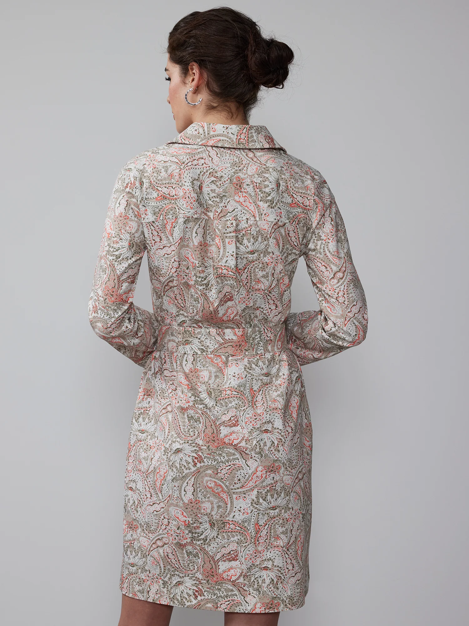 Long Sleeve Paisley Shirt Dress - Image 3