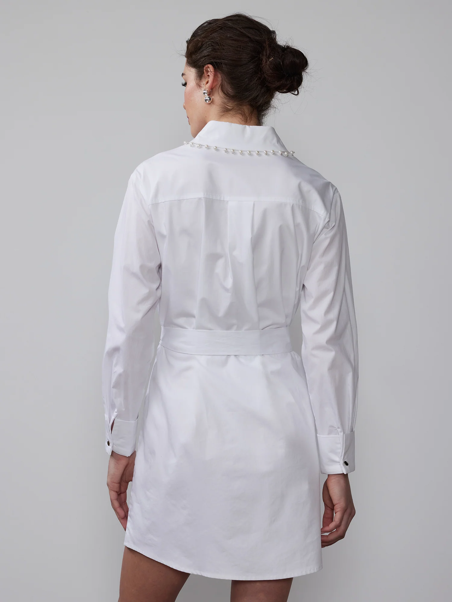 Striped Pearl Trim Poplin Shirt Dress - Image 8