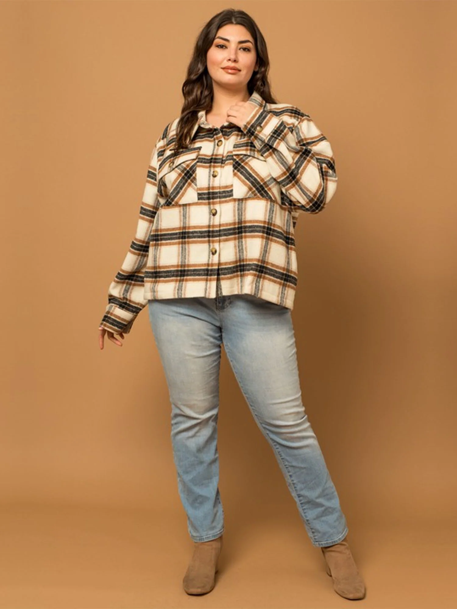 Gilli Plus Long Sleeve Plaid Shacket - Brands We Love - Image 2