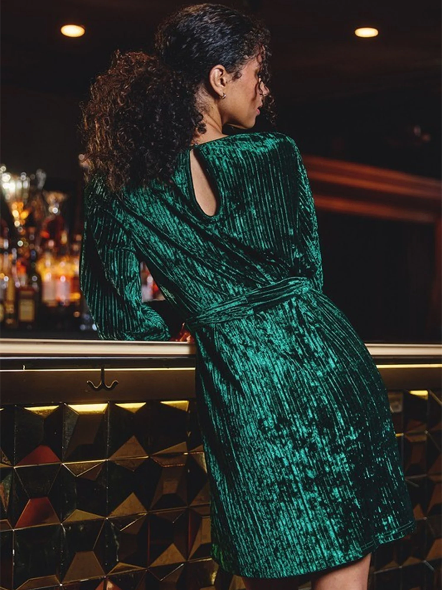 Dress Forum Pleated Velvet Waist Tie Mini Dress - Brands We Love - Image 8