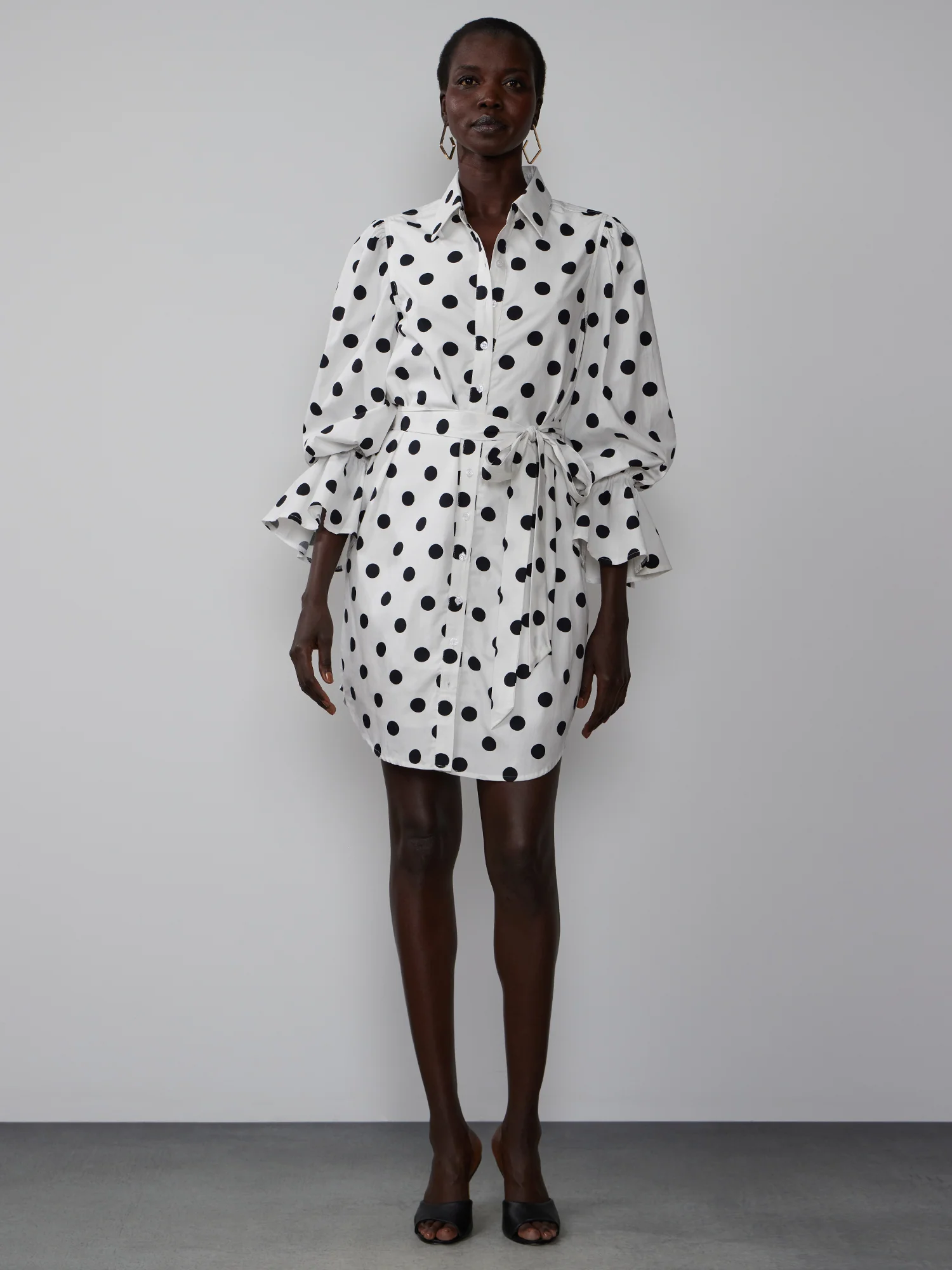 Poet Sleeve Polka Dot Mini Dress