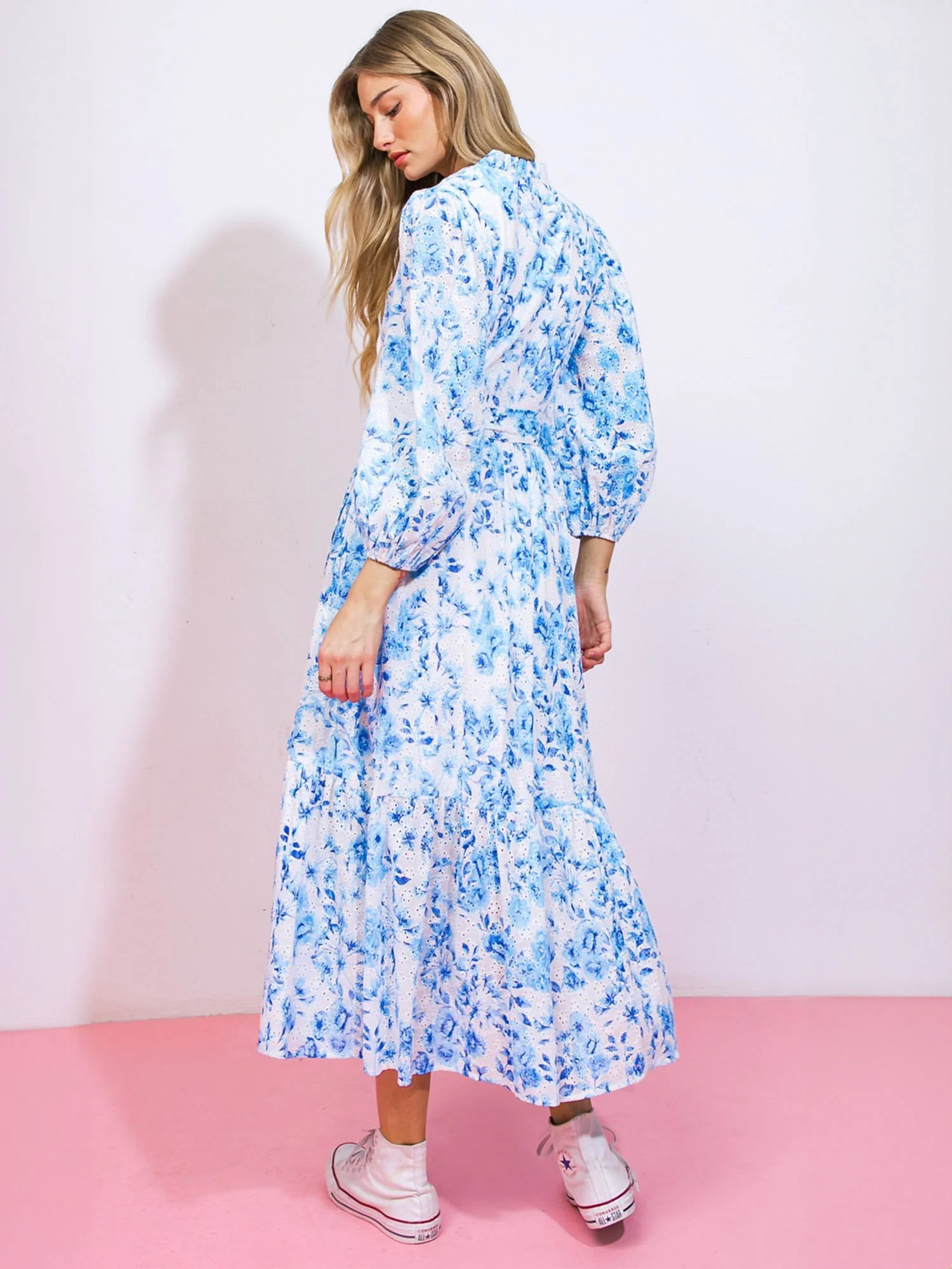 Long Sleeve Floral Midi Dress - Image 5
