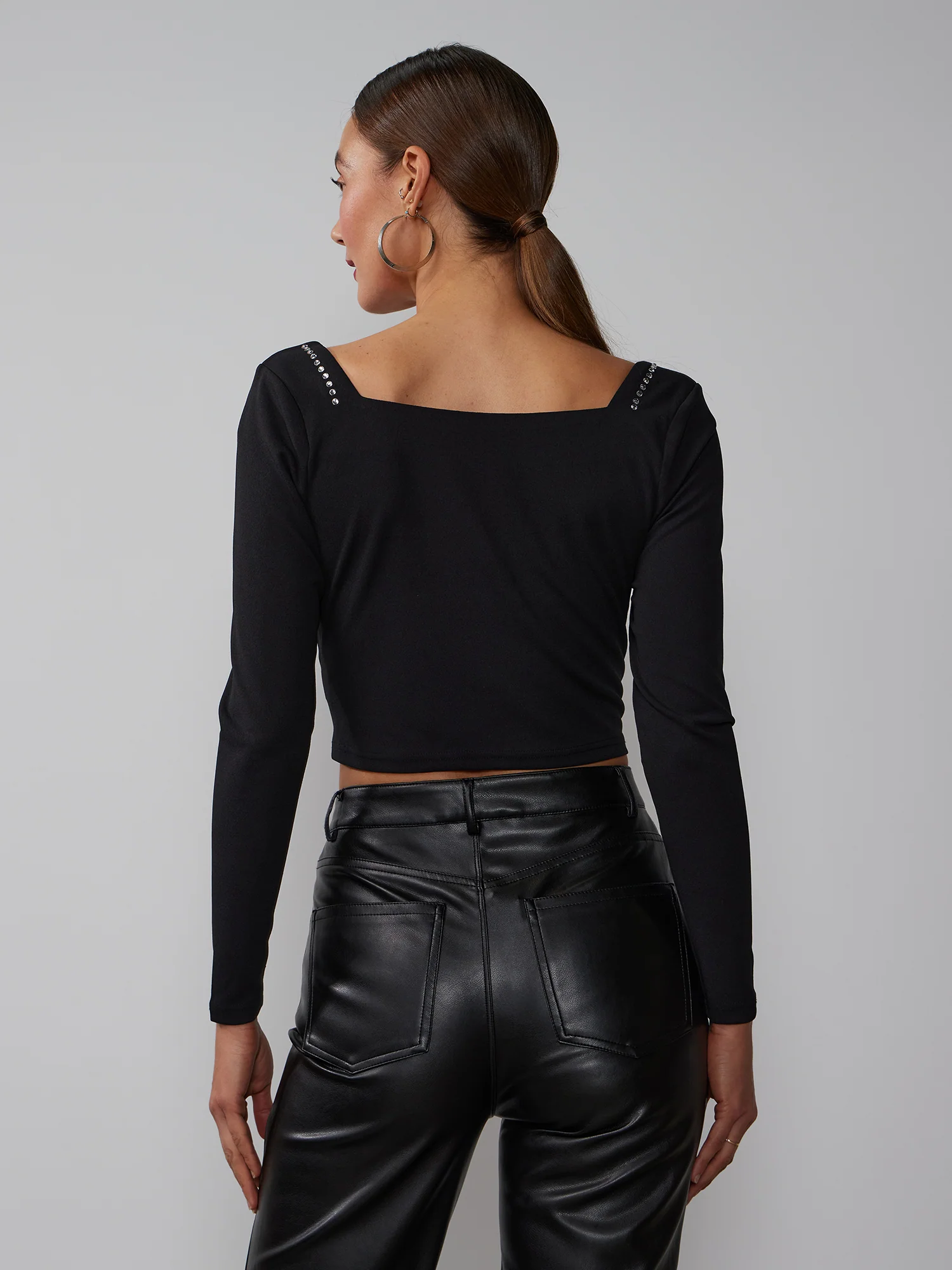 Rhinestone Sweetheart Neck Top - Image 3