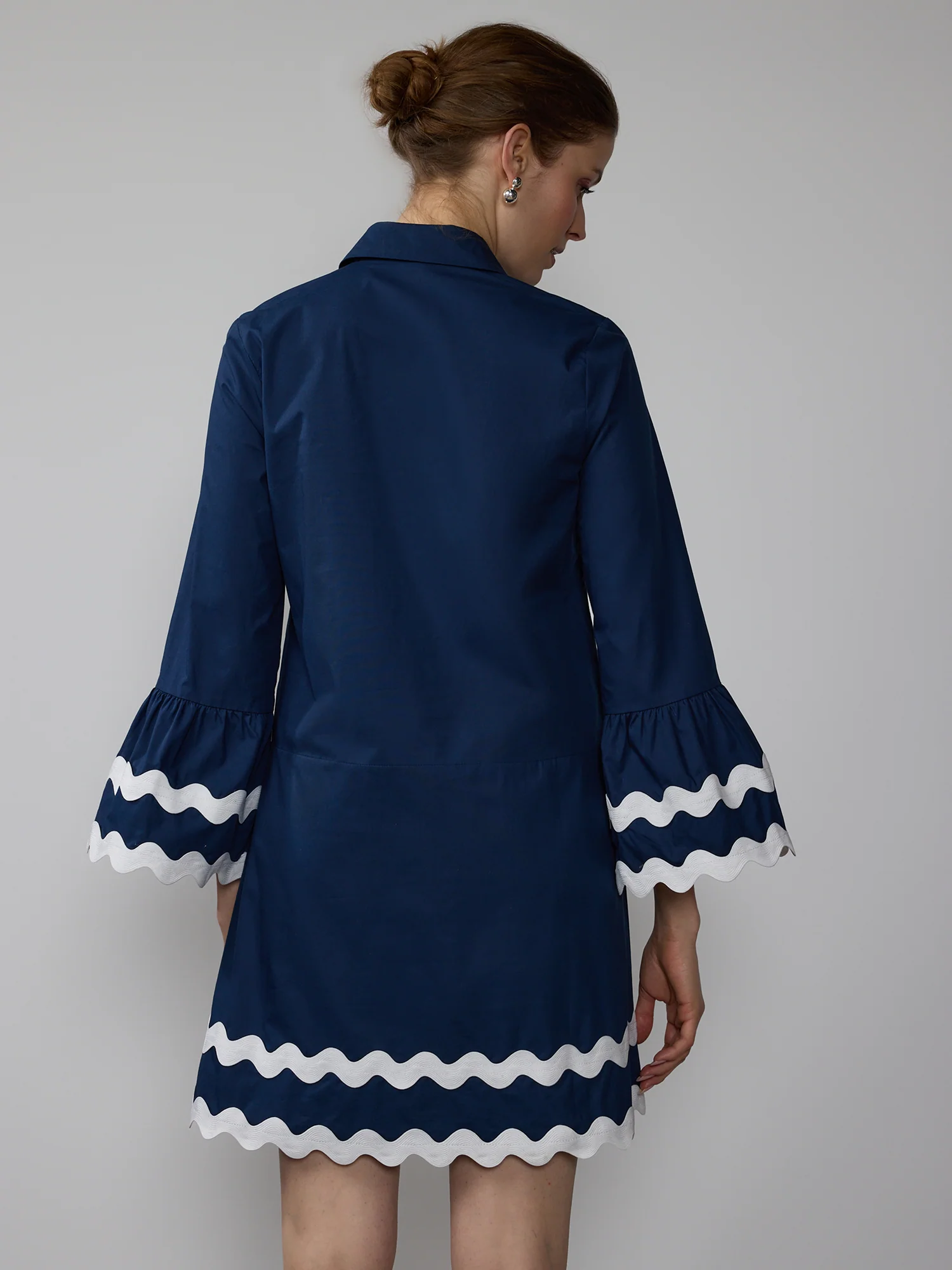Long Sleeve Rik Rak Poplin Mini Dress - Image 3
