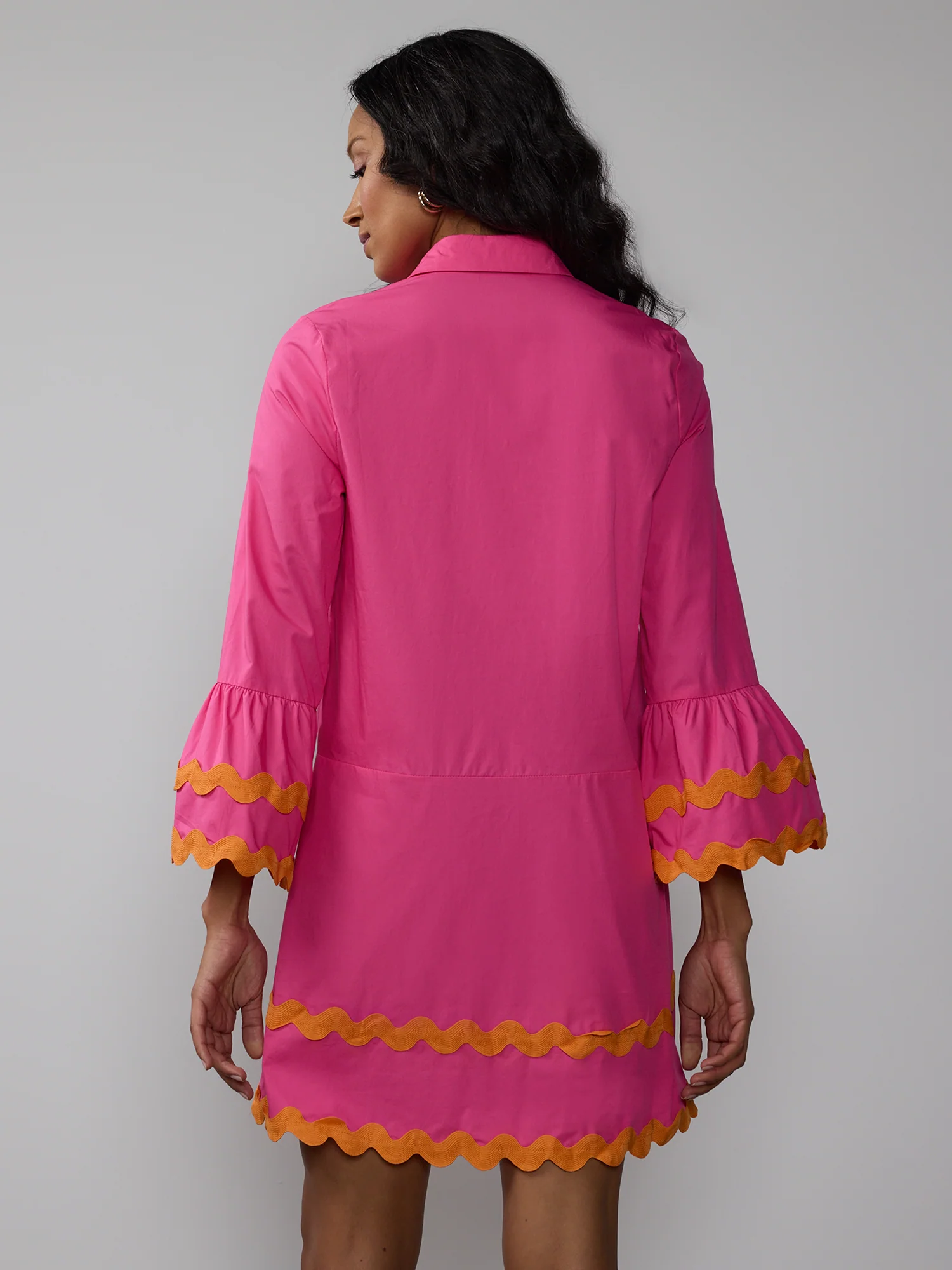 Long Sleeve Rik Rak Poplin Mini Dress - Image 8