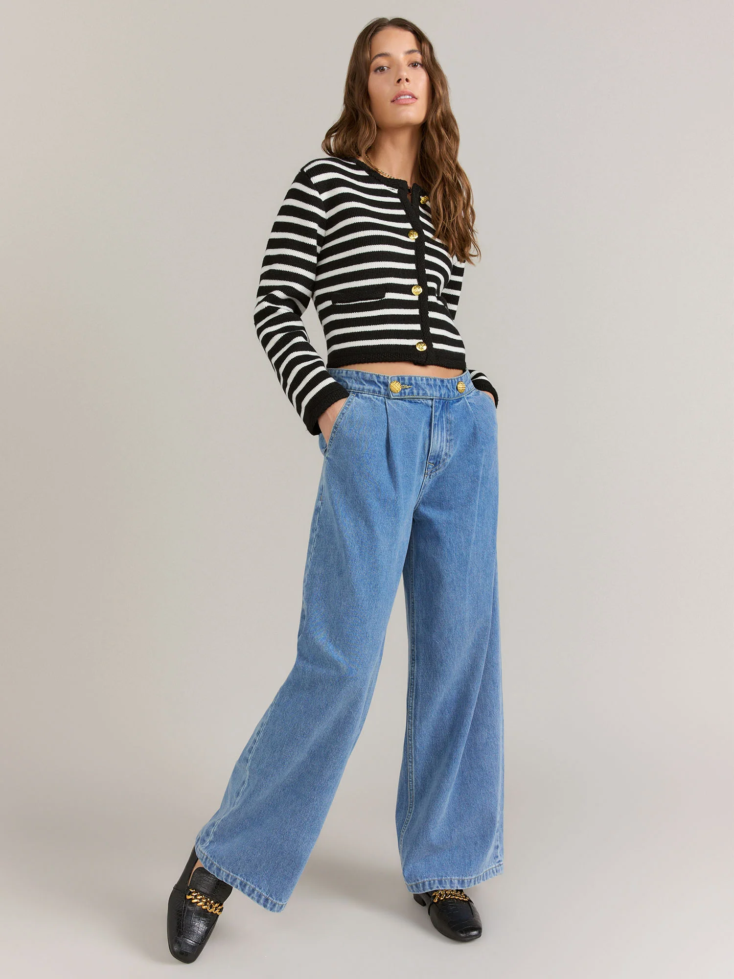 English Factory Long Sleeve Striped Knit Cardigan - Brands We Love - Image 2