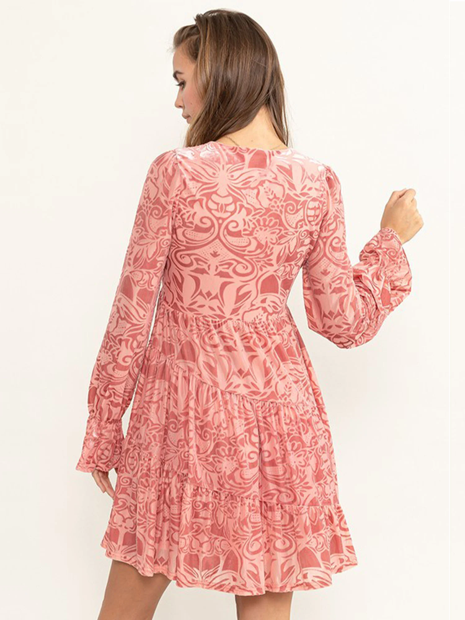 Hyfve Long Sleeve Burnout Velvet Mini Dress - Brands We Love - Image 3