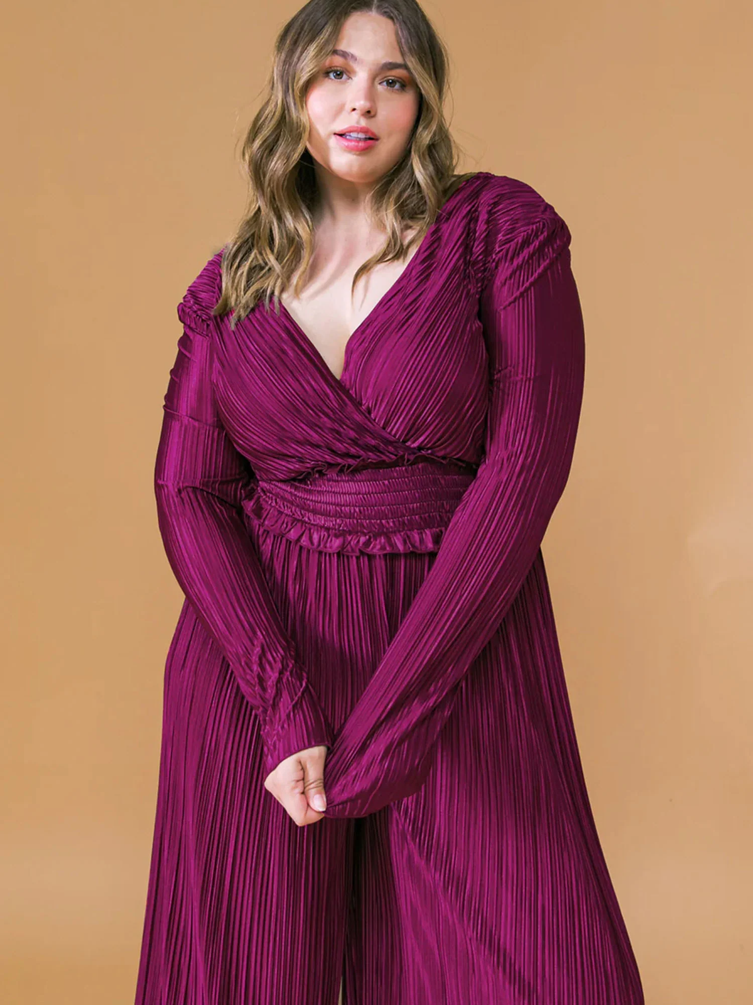 Flying Tomato Plus V-Neck Plisse Jumpsuit - Brands We Love - Image 2
