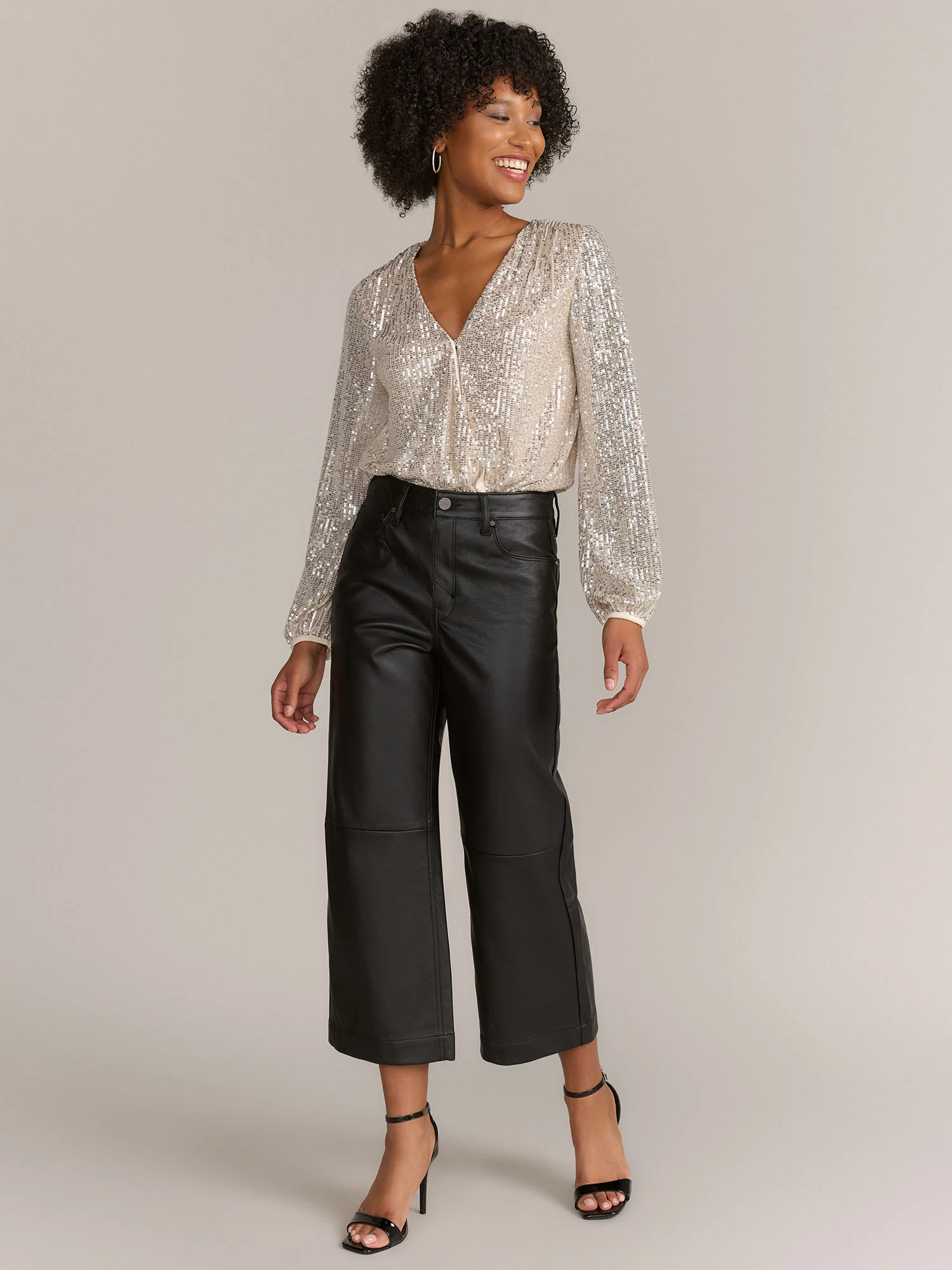 Gilli Long Sleeve V-Neck Sequin Bodysuit - Brands We Love - Image 3