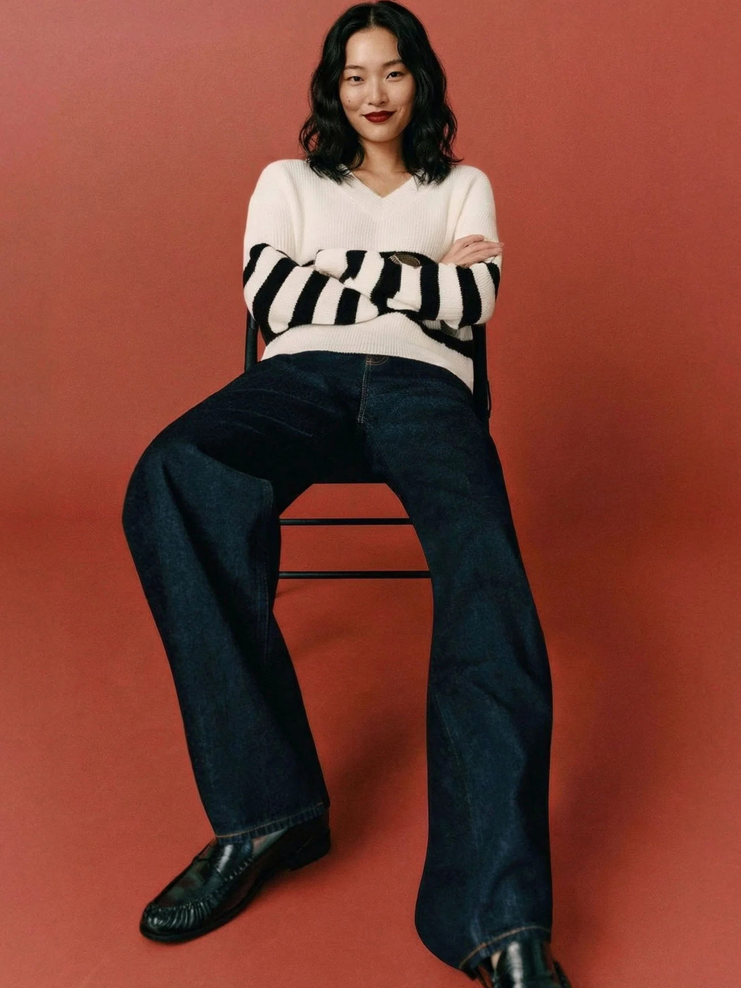 V-Neck Stripe Sweater
