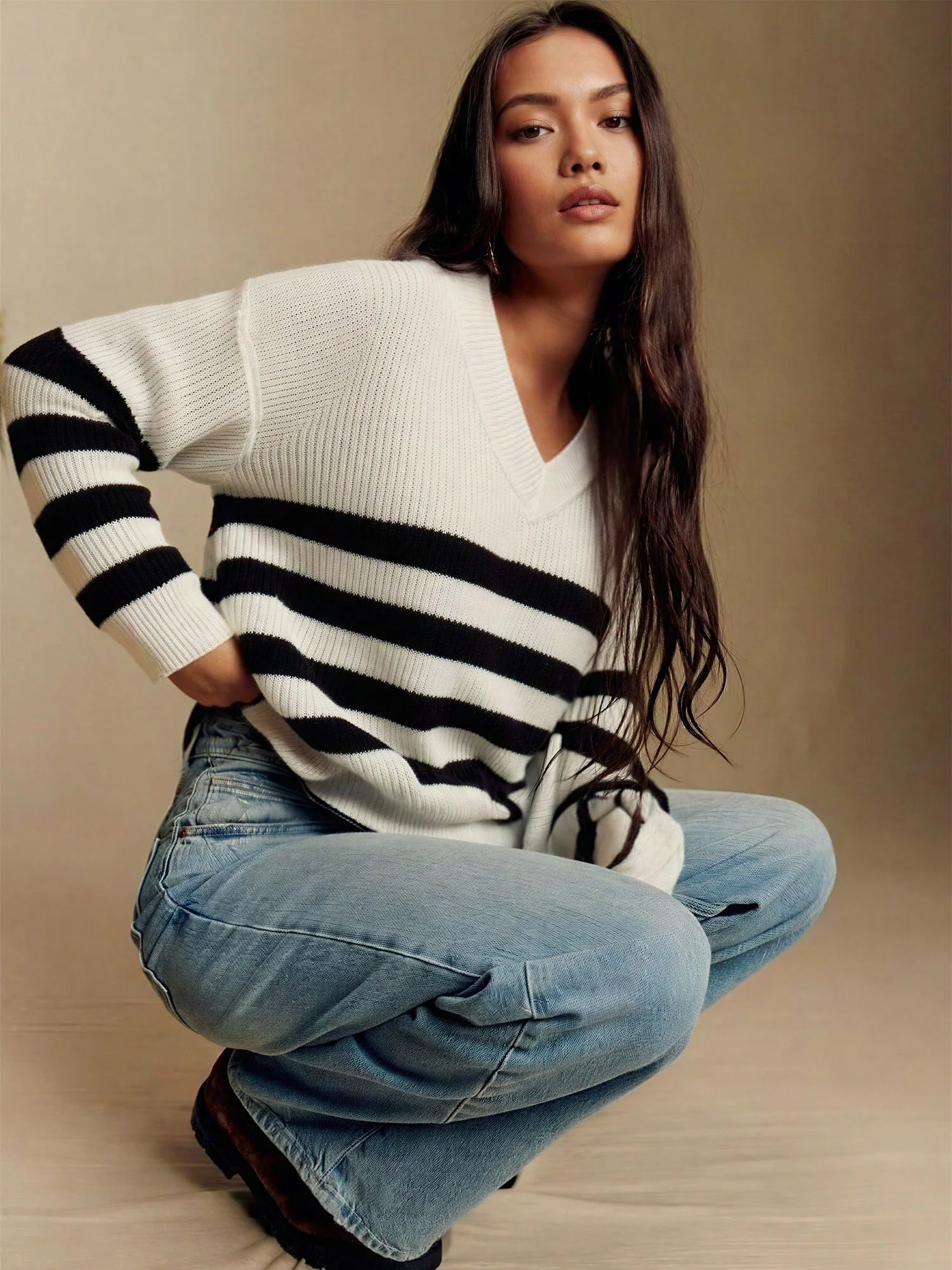 V-Neck Stripe Sweater - Image 6