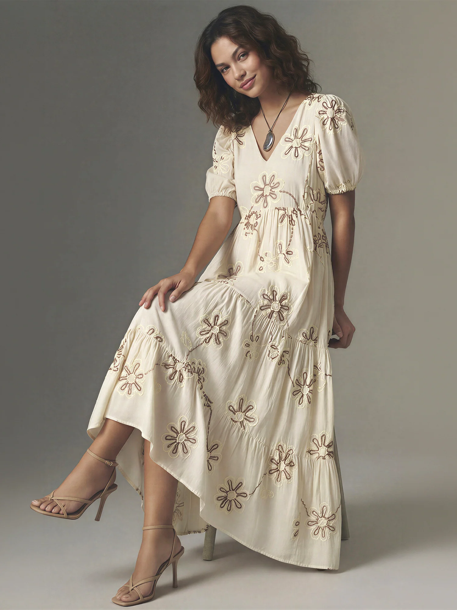 Lydia Puff Sleeve Sunflower Maxi Dress