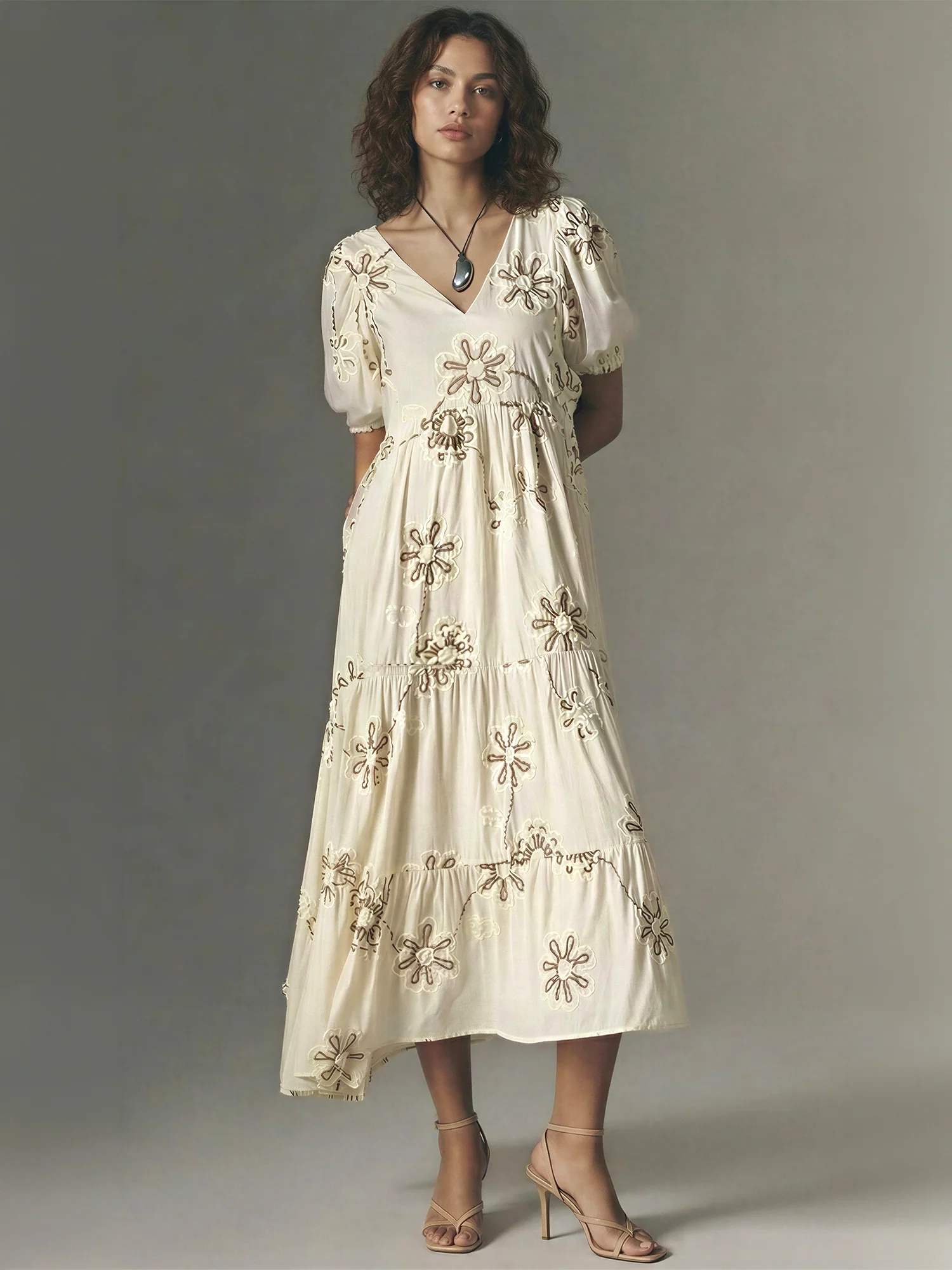 Lydia Puff Sleeve Sunflower Maxi Dress - Image 2