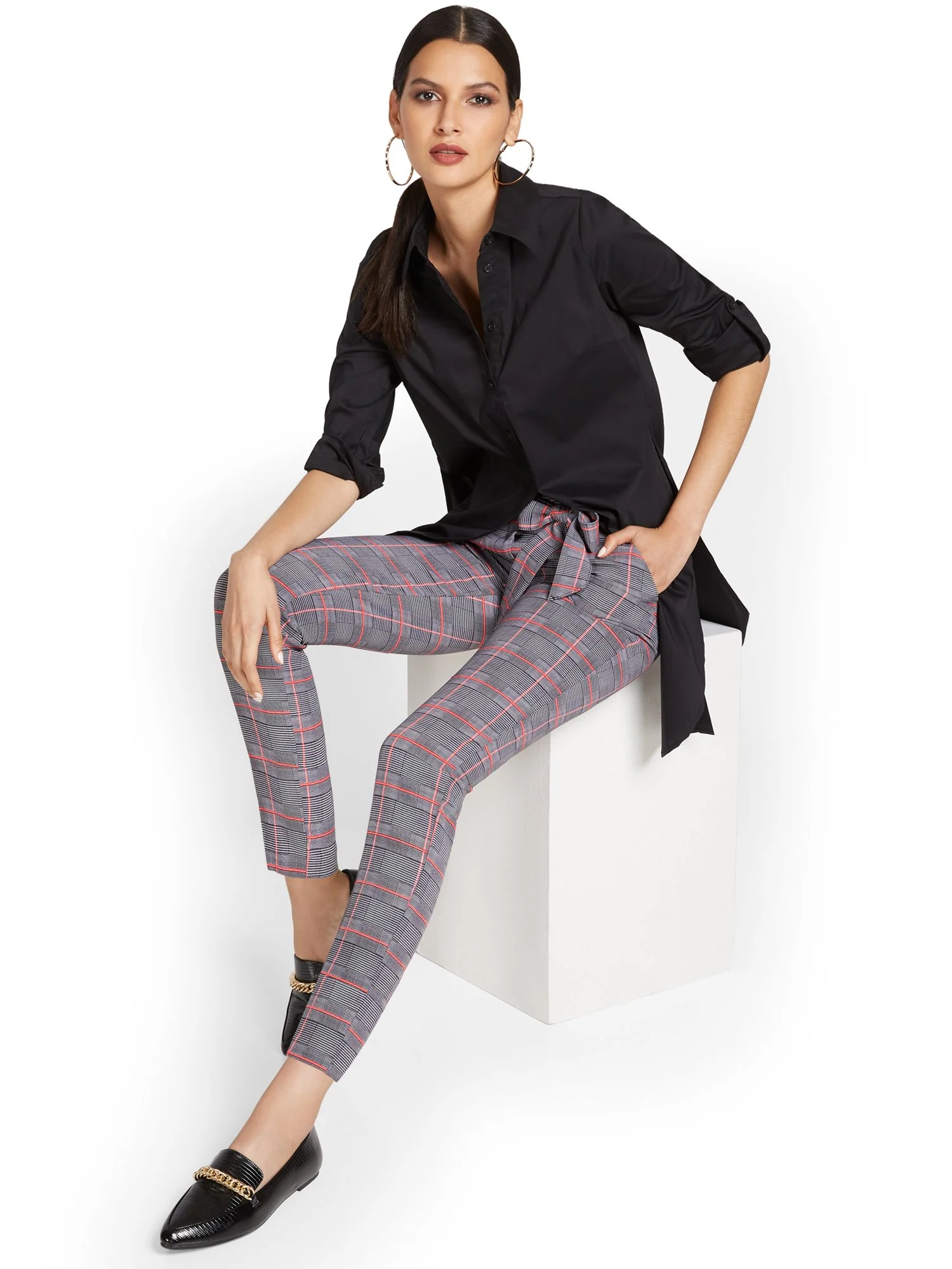 Madie Ankle Pant - Plaid Print - Image 2
