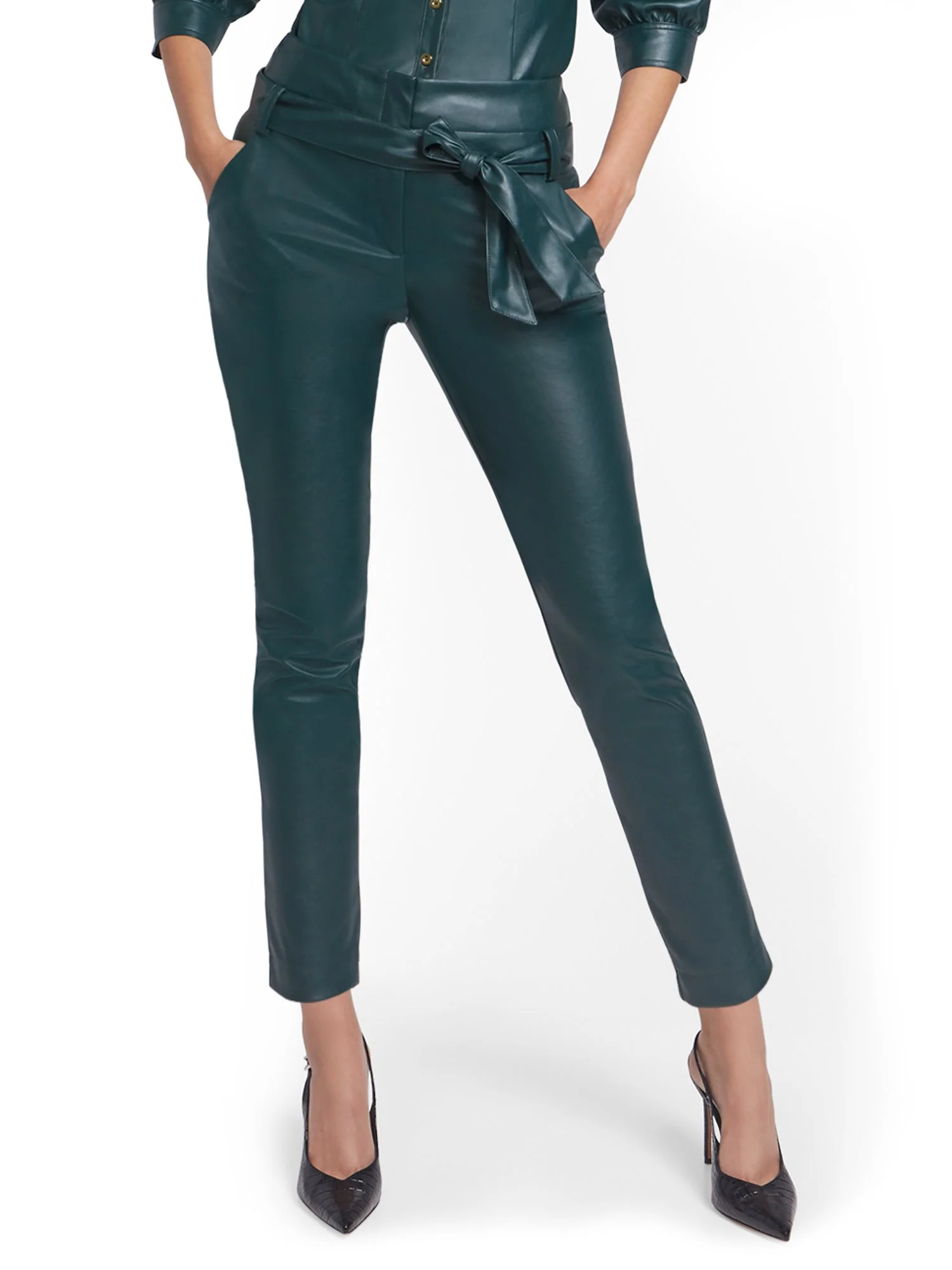 Madie Faux-Leather Slim-Leg Pant - Image 9