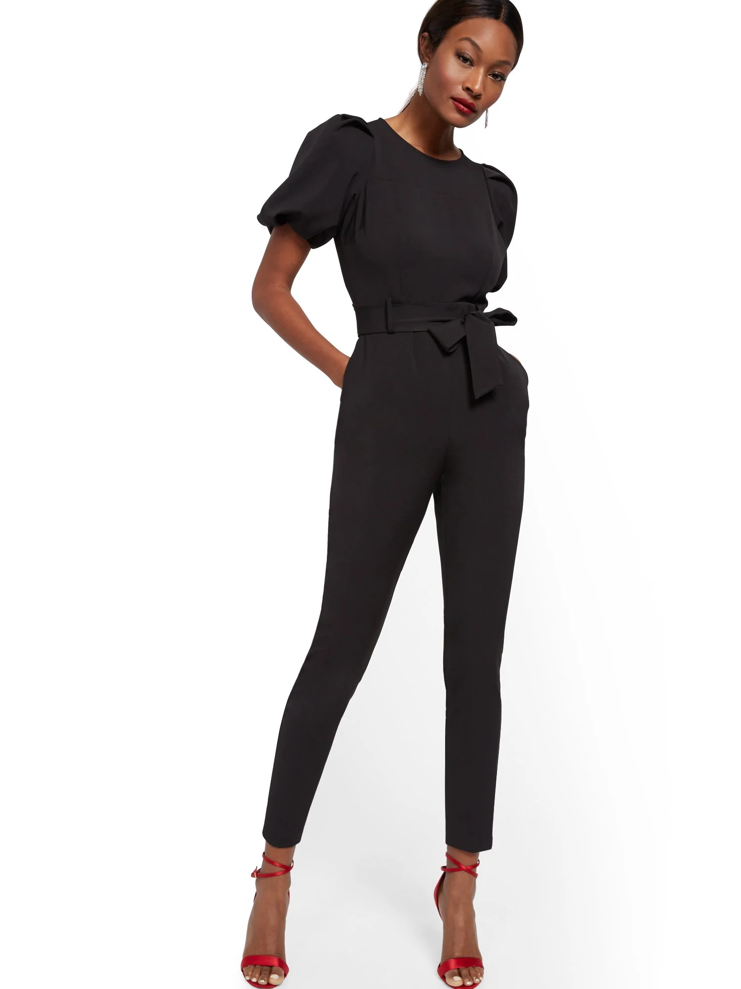 Madie Puff-Sleeve Belted Jumpsuit - 7th Avenue - Image 2