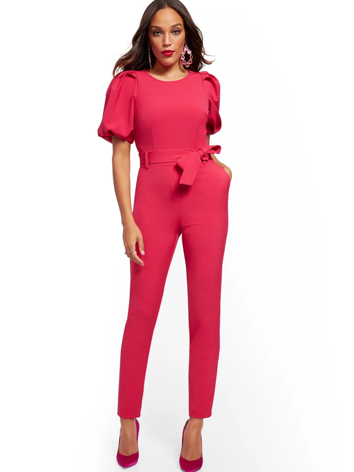 Madie Puff-Sleeve Belted Jumpsuit - 7th Avenue - Image 20