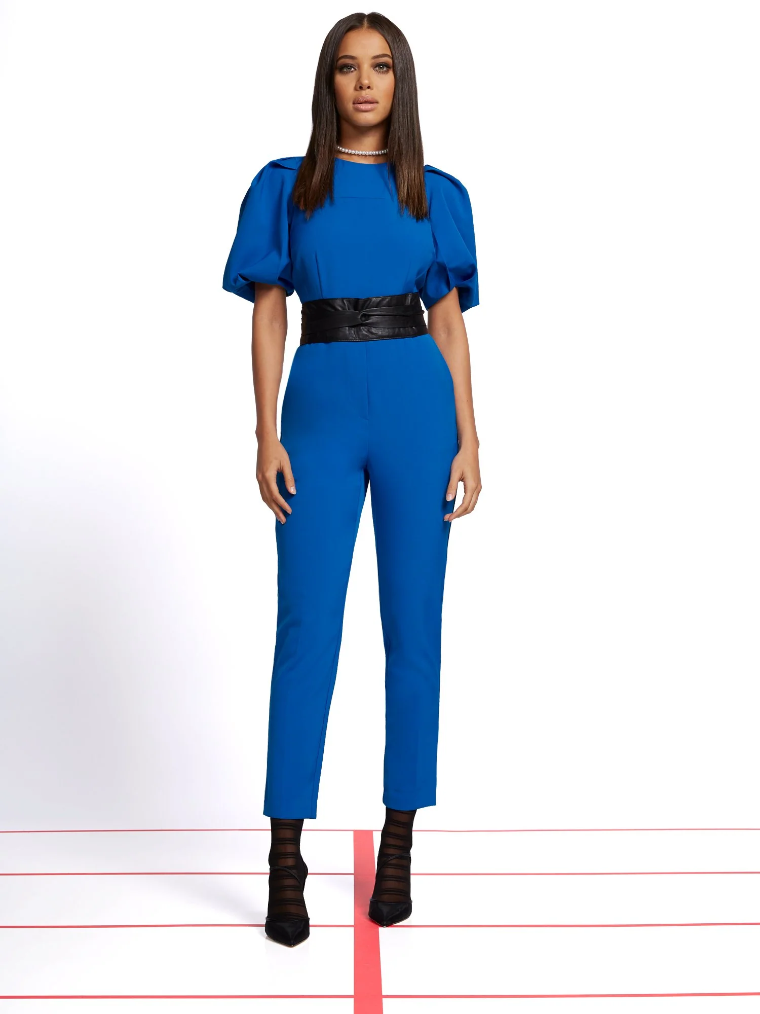Madie Puff-Sleeve Belted Jumpsuit - 7th Avenue - Image 9