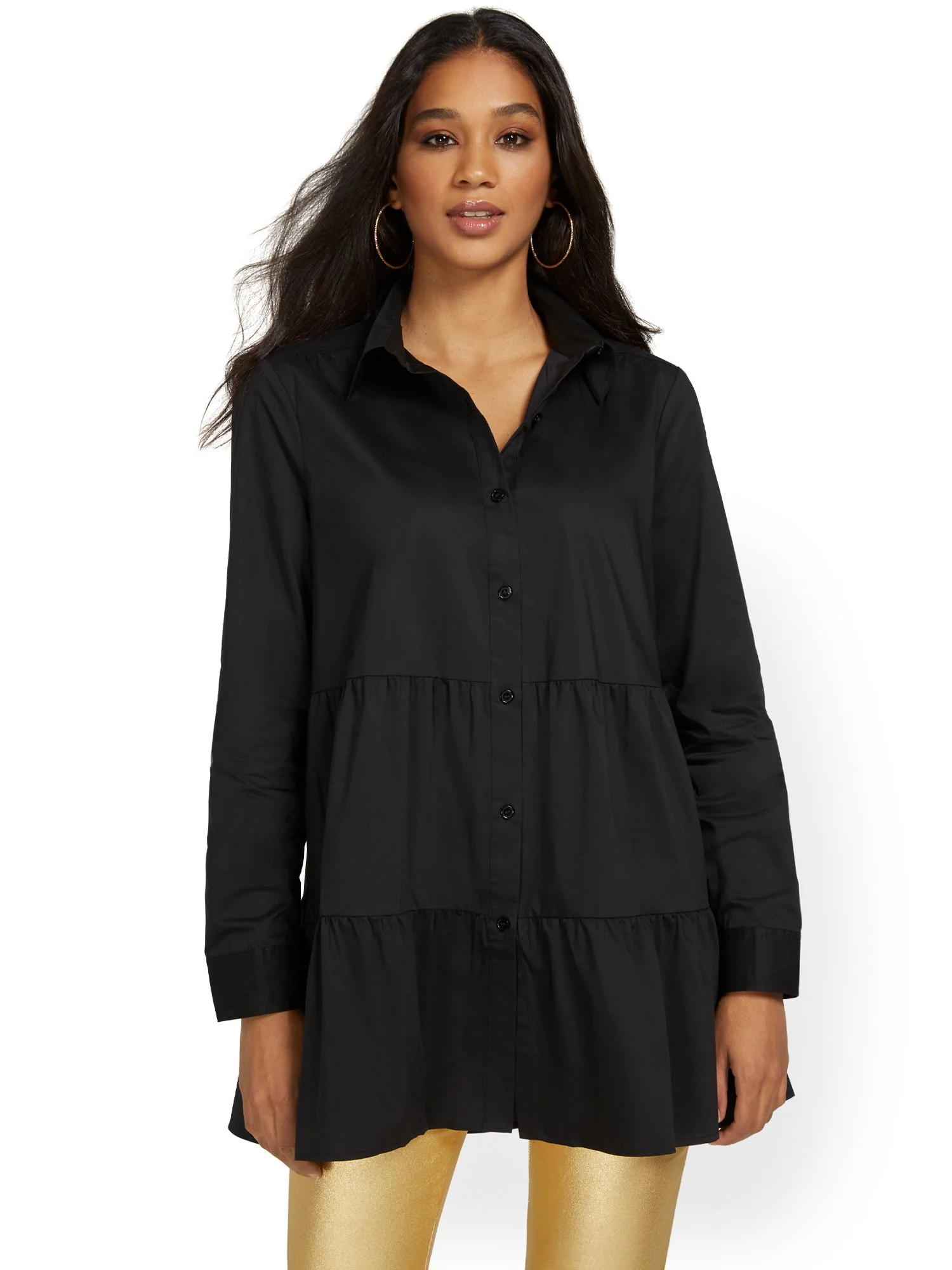 Madison Babydoll Poplin Tunic Shirt - Image 2