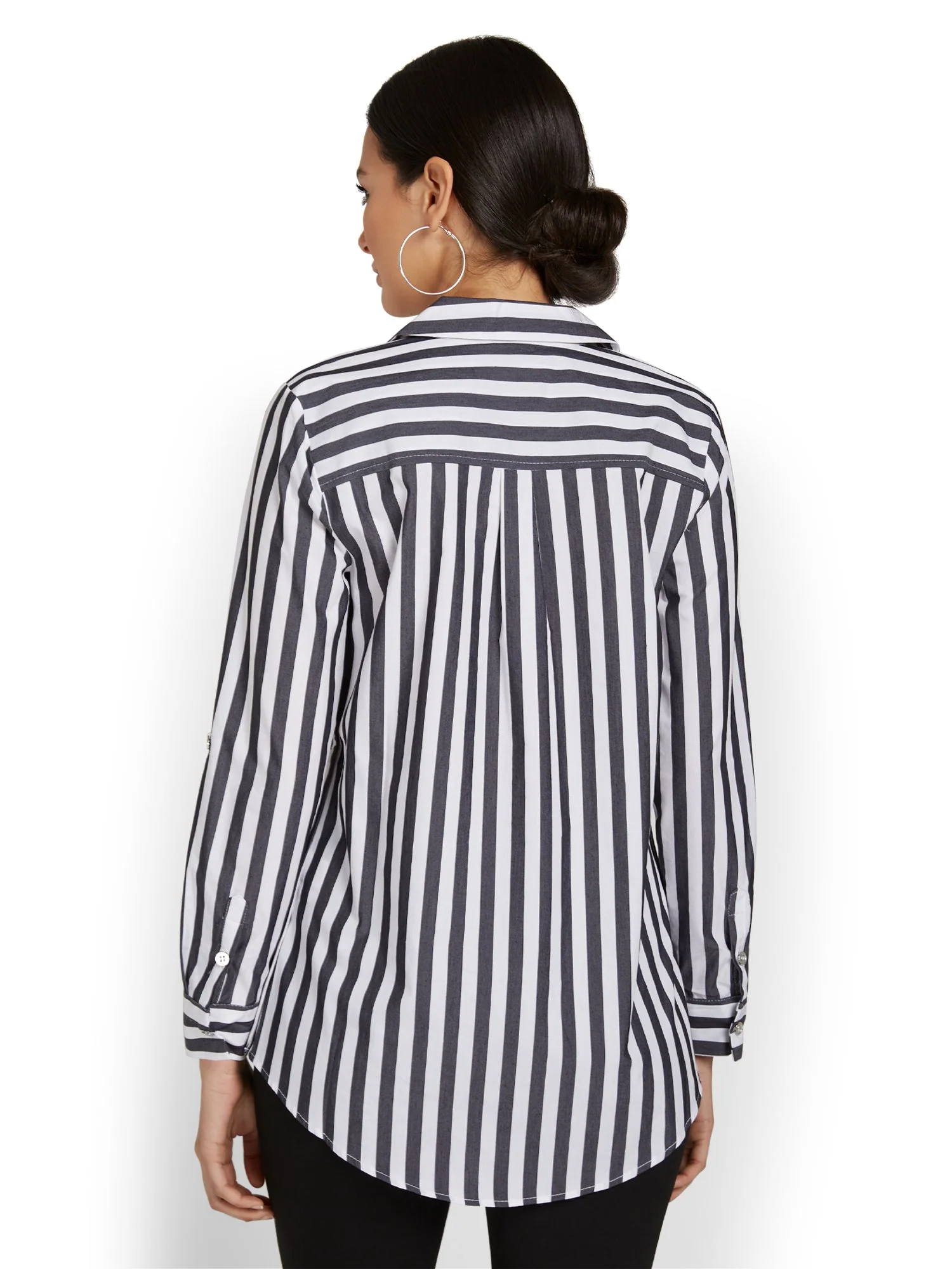 Madison Button-Detail Tunic Top - Stripe - Image 3