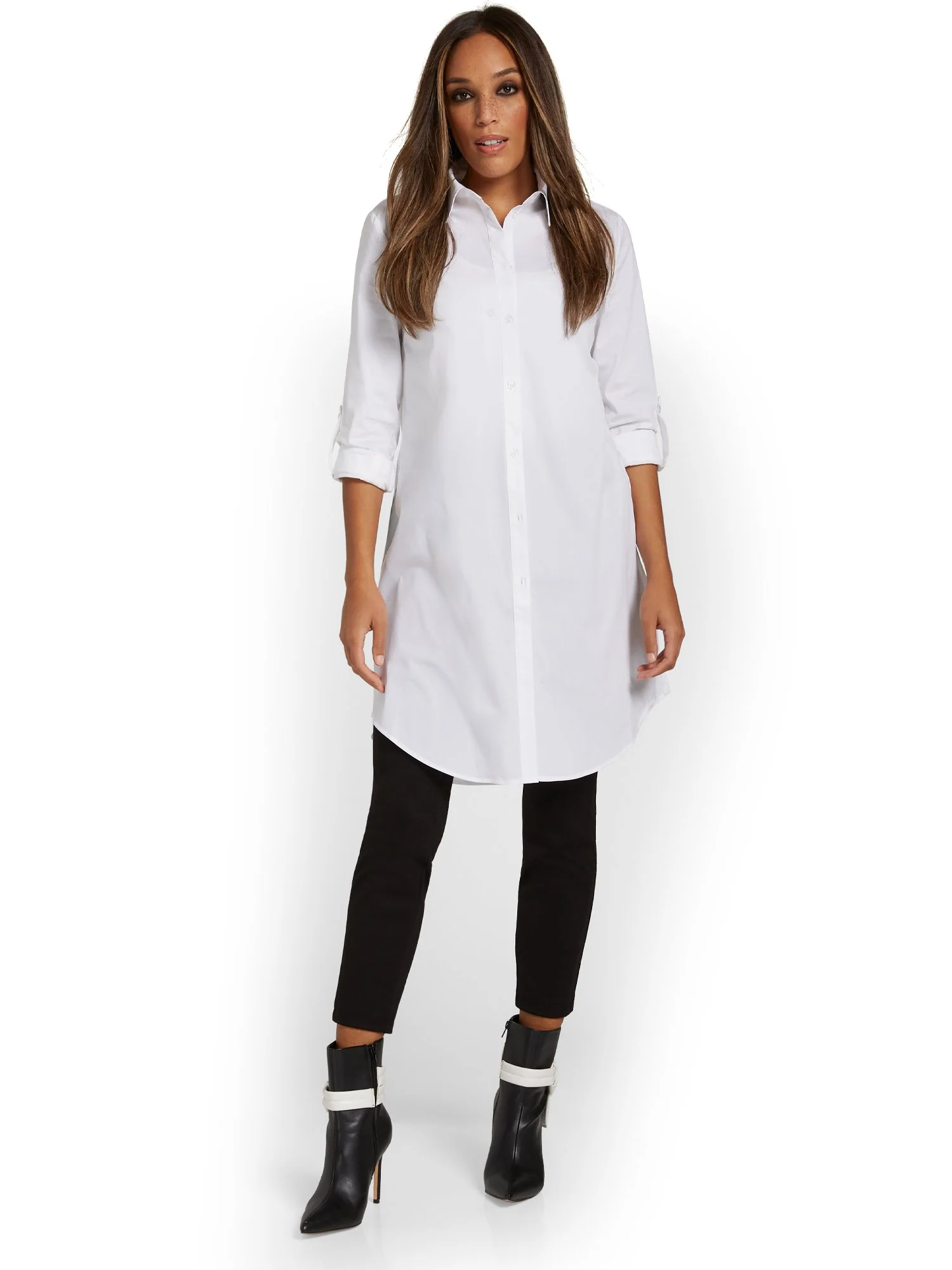 Madison Button-Down Long Tunic Shirt - Image 2