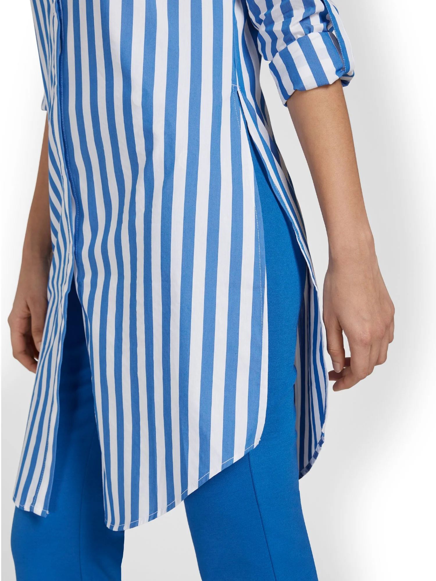Madison Button-Down Long Tunic Shirt - Stripe - Image 4