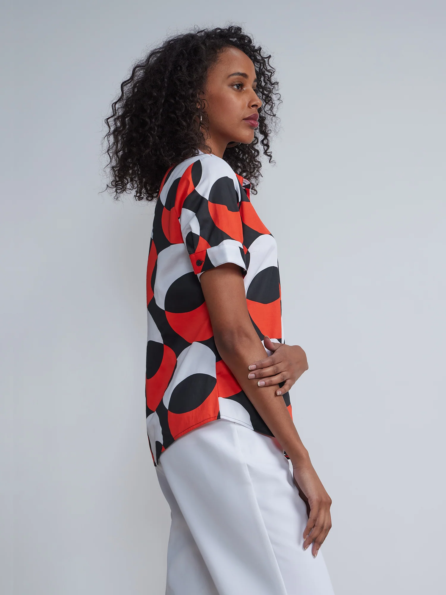 Tall Abstract Print Button Down Blouse - NY&C Madison Shirt® - Image 2