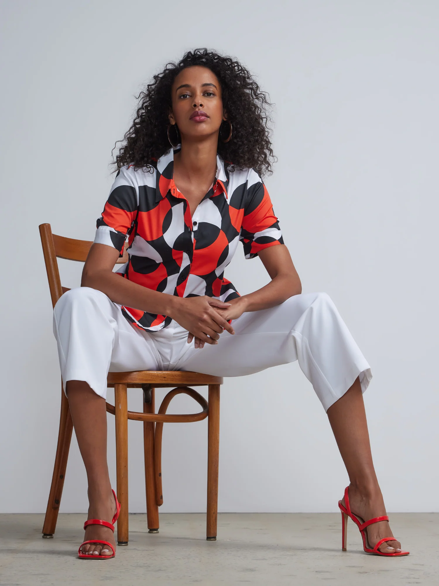 Tall Abstract Print Button Down Blouse - NY&C Madison Shirt® - Image 4