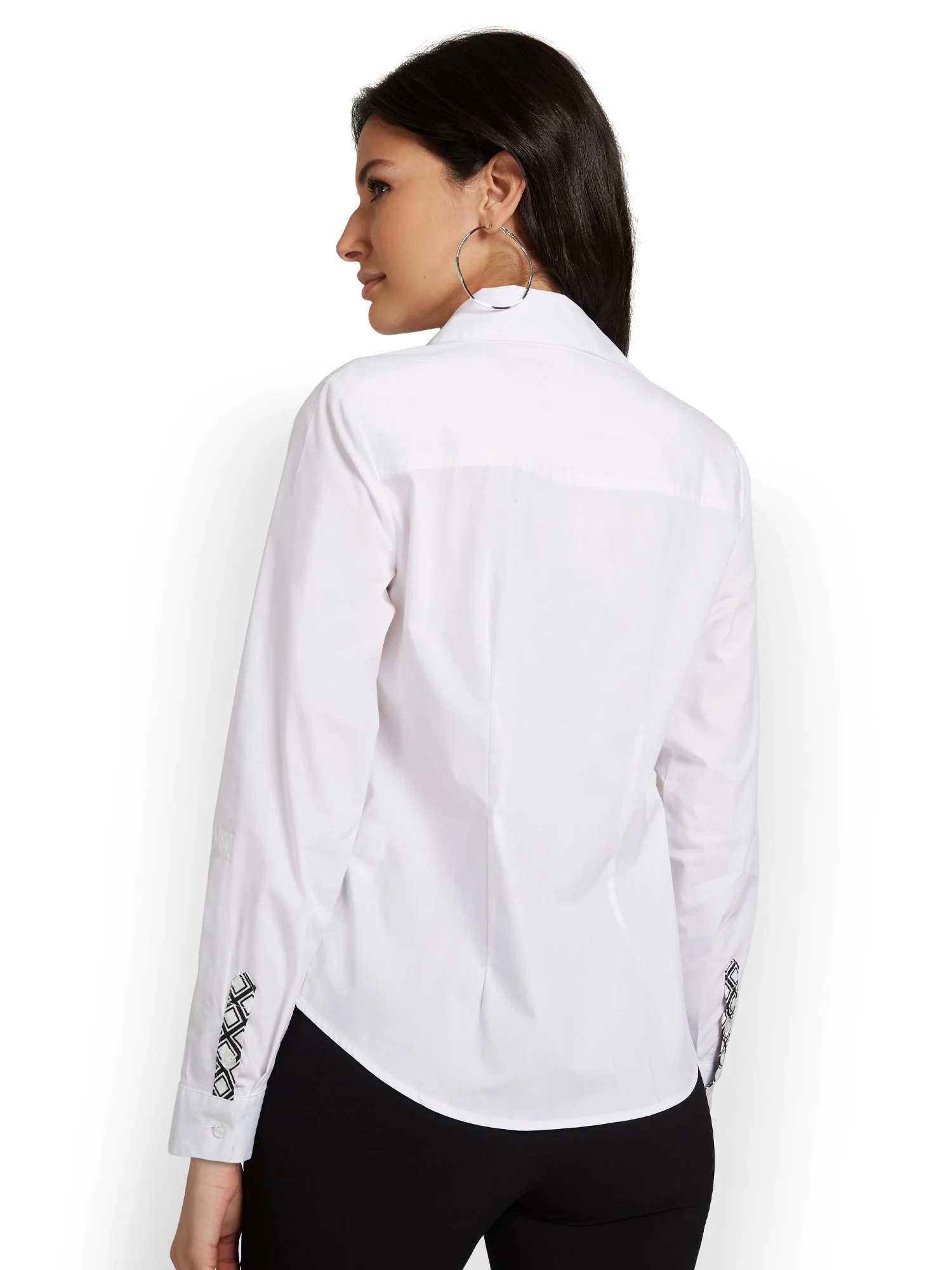 Madison Roll-Sleeve Button-Front Secret Snap Shirt - Contrast Lining - Image 3