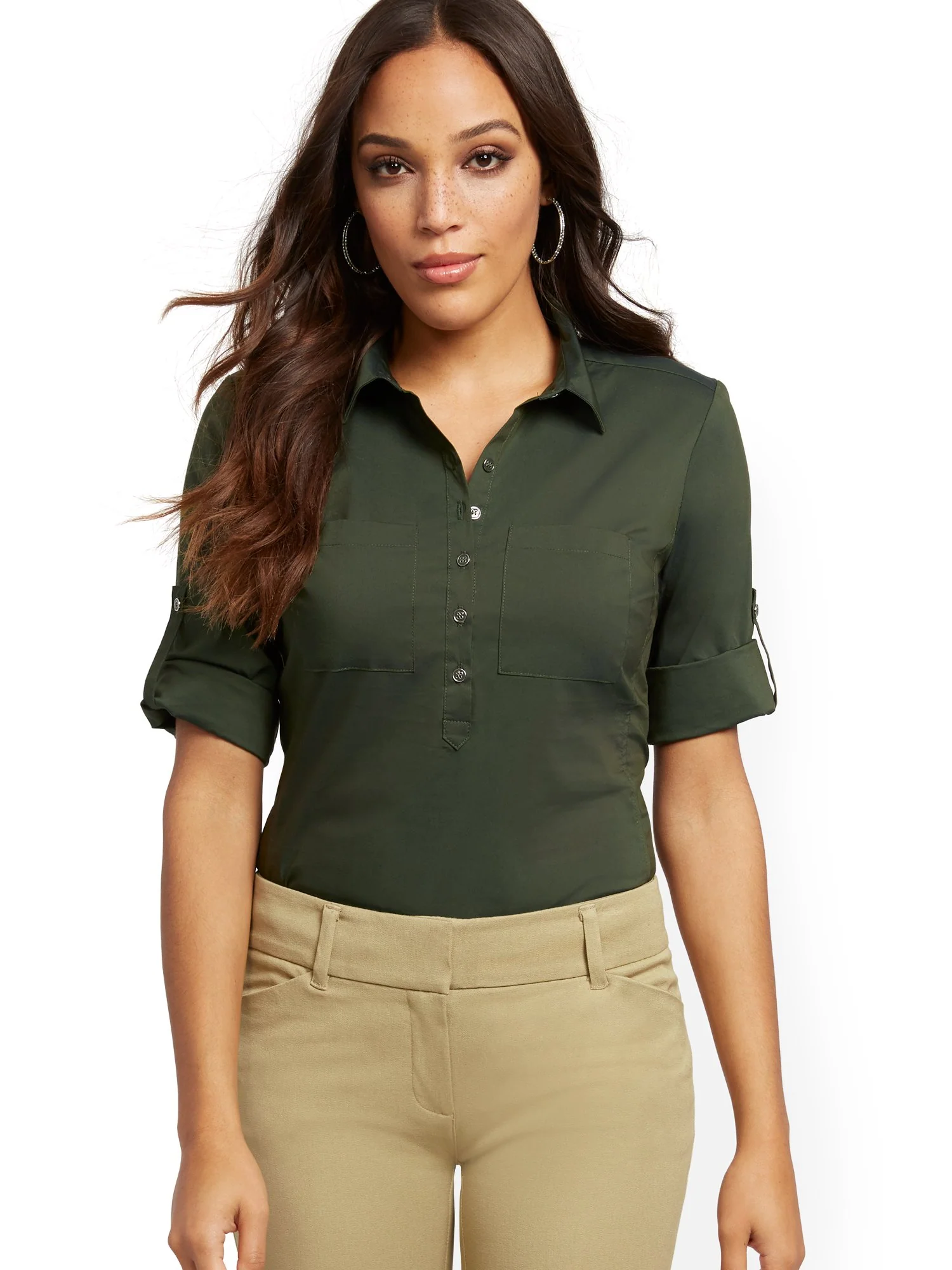 Madison Stretch Shirt - Secret Snap - 7th Avenue