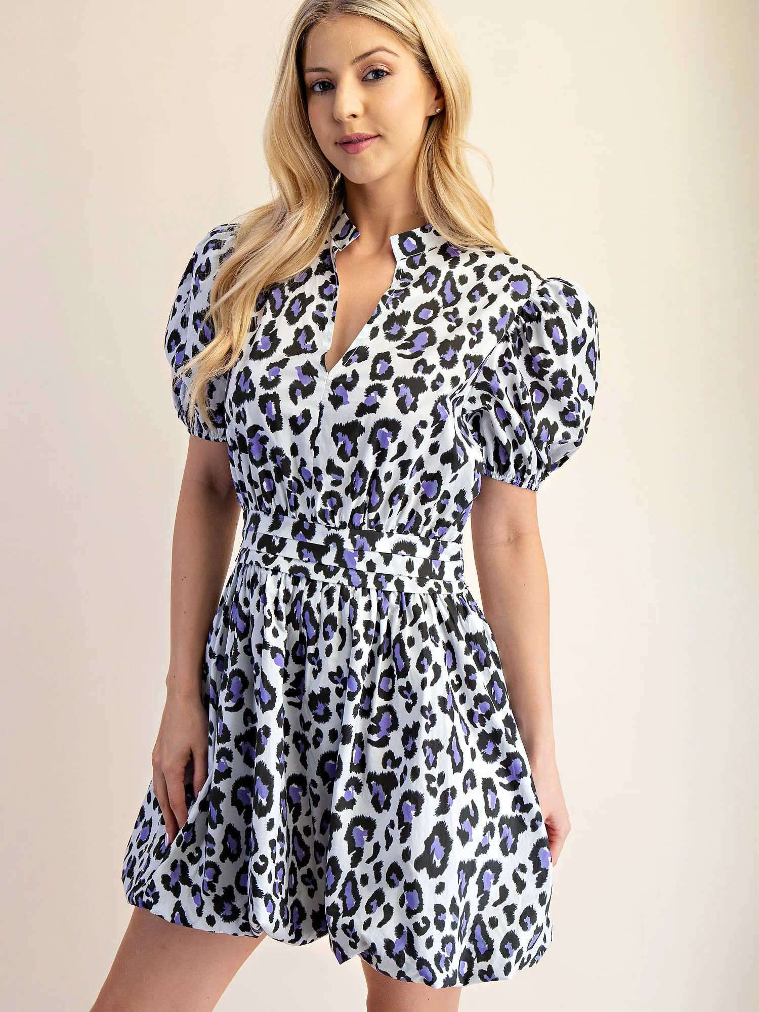 Makena Puff Sleeve Animal Print Fit & Flare Dress - Image 4